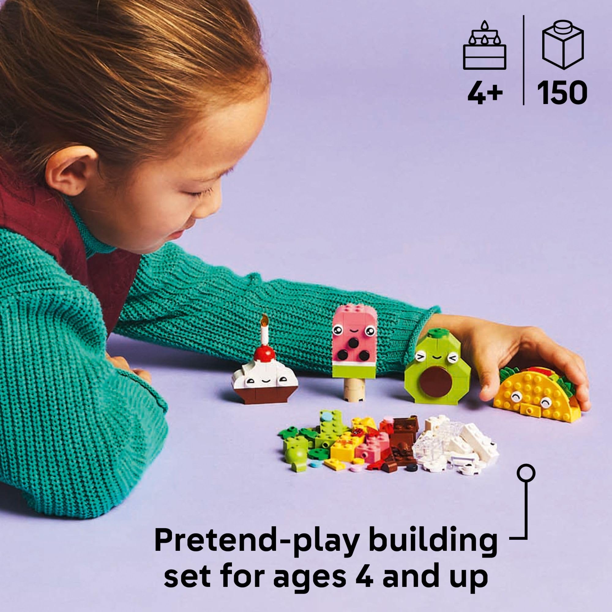 LEGO Classic Creative Food Friends Building Toy Set (11039) - Pretend Play Food Kit for Kids Ages 4+, Educational STEM Toy for Preschool Learning - Perfect Birthday Gift for Boys & Girls - Fun Kitchen Role Play & Creative Building Activities