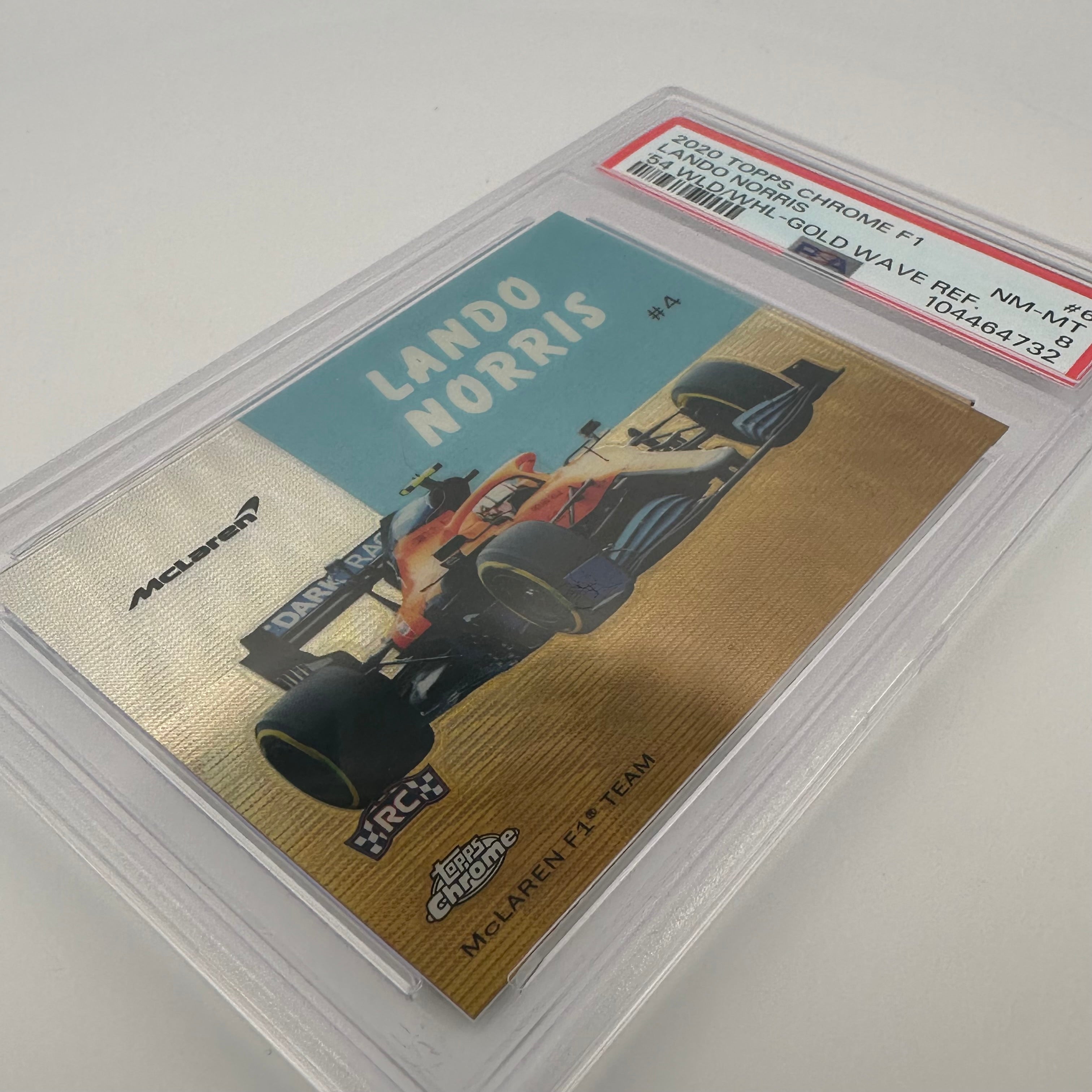 2020 Topps Chrome F1 Lando Norris #54W PSA 8 Gold Wave 22/50 - Rare Racing Collectible for Fans & Card Investors
