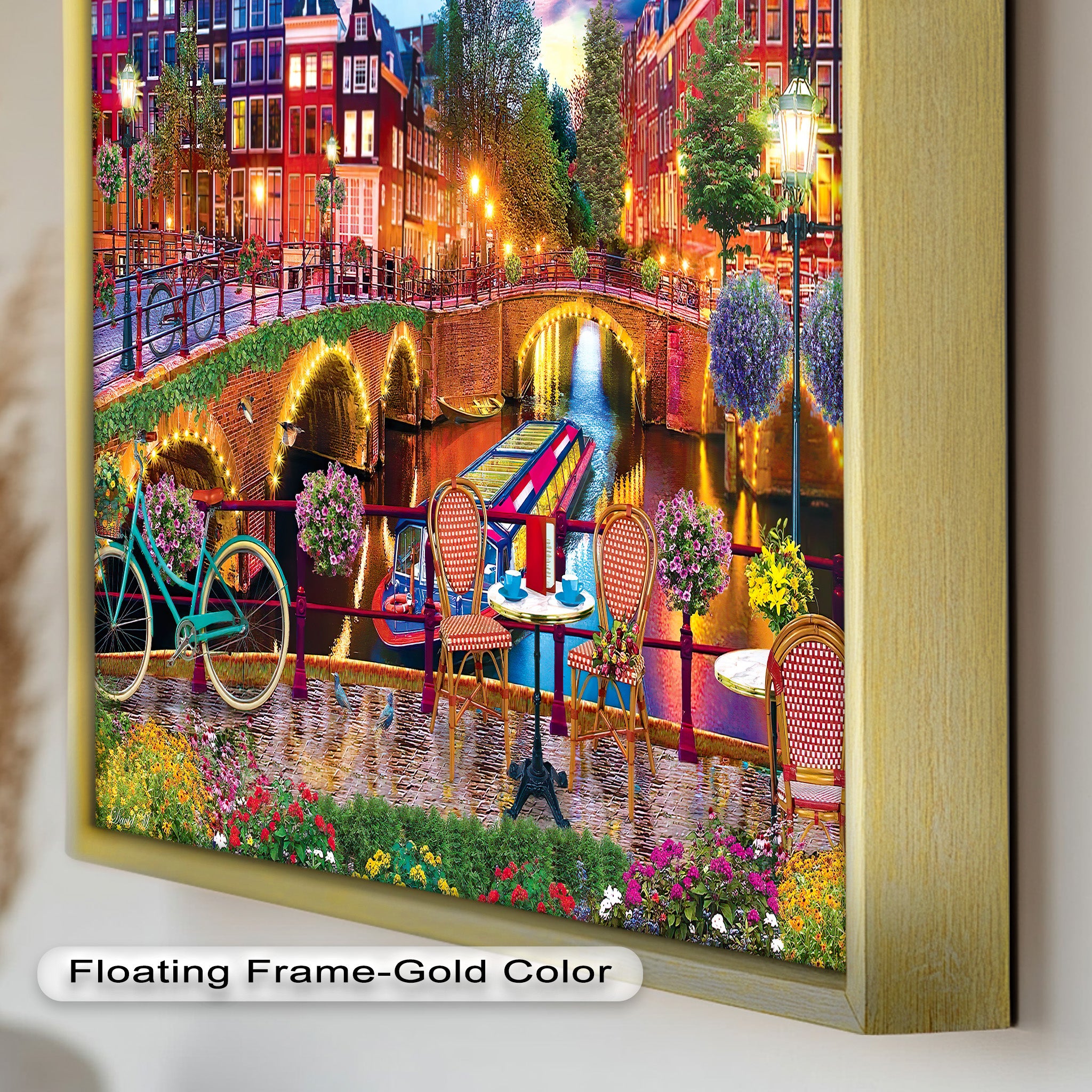 Stunning Amsterdam Sunset Oil Painting - Vibrant Cityscape Wall Art for Living Room & Office Decor