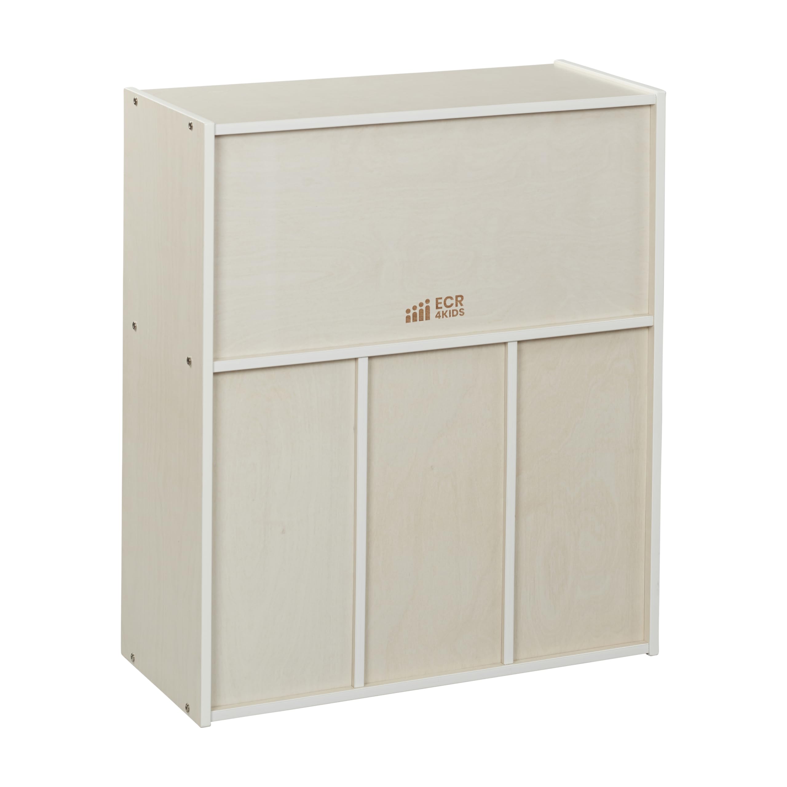ECR4Kids 15-Cubby Storage Cabinet with Trays, 5x3 Organizer for Classroom & Home, White Wash - Perfect for School Supplies, Toys & Kids' Room Organization