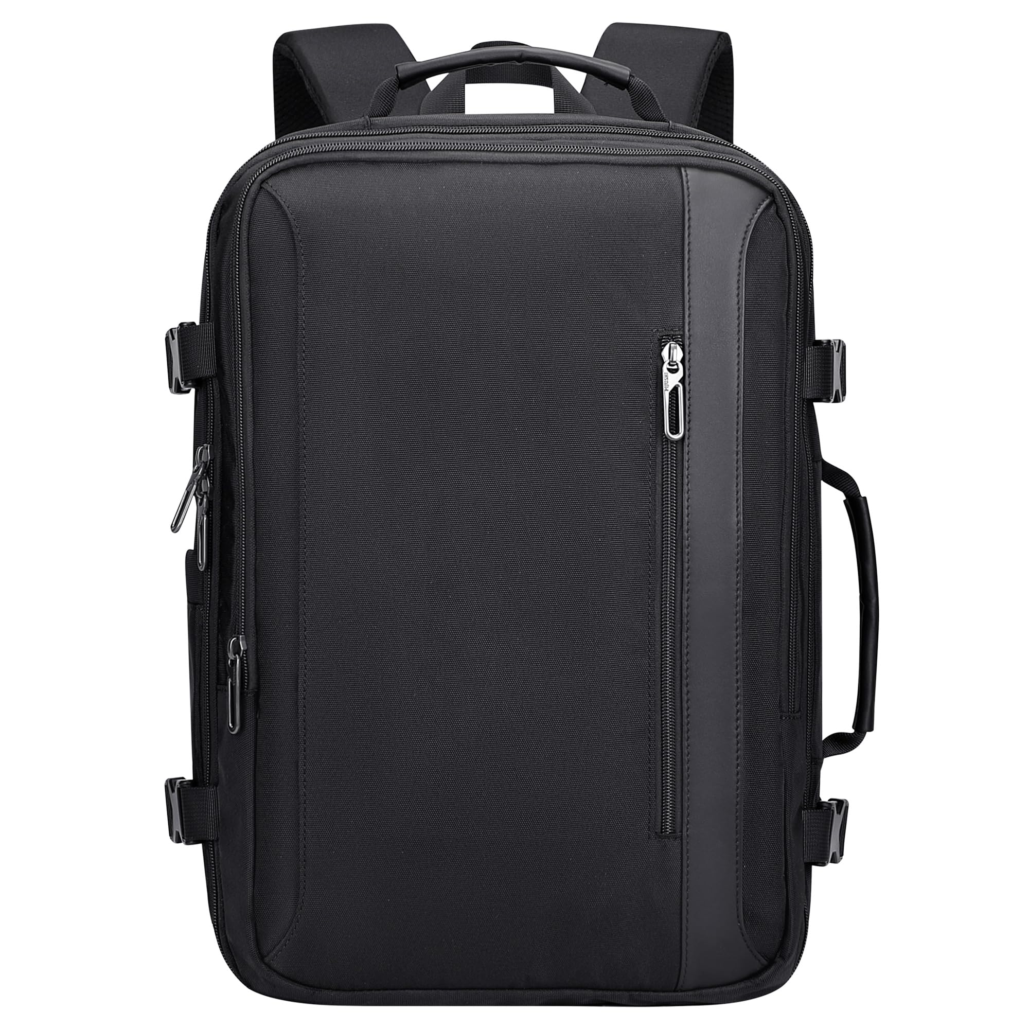 PIJUSHI Expandable 40L Travel Backpack for Women & Men - Flight Approved Carry On Backpack with USB Charging Port & 16 Inch Laptop Compartment (Black) - Perfect for Business Trips, Weekend Getaways & Airplane Travel