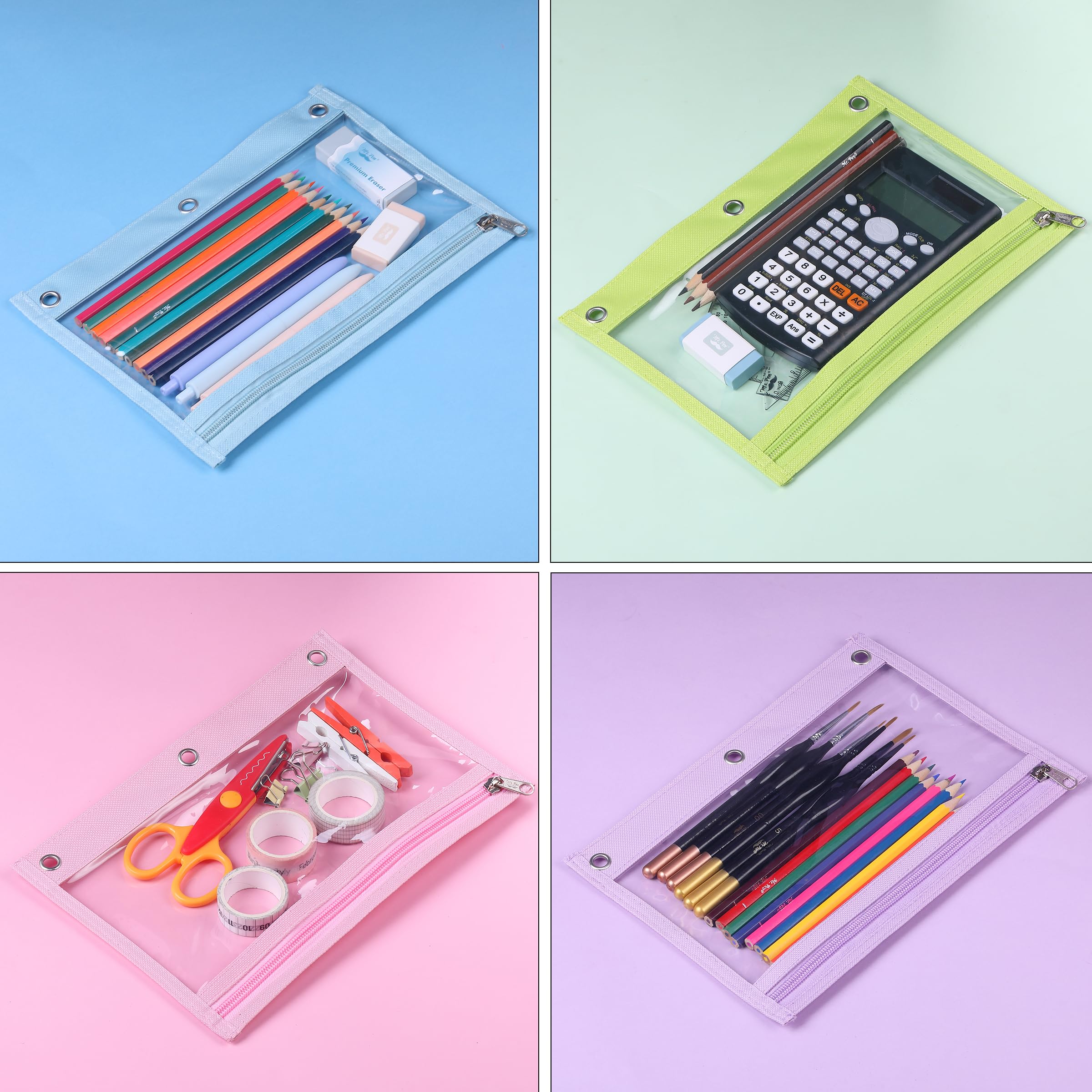 Mr. Pen 5-Pack Clear Window Pencil Pouches with Zipper for 3-Ring Binder - Durable School & Office Supplies for Students, Teachers & Professionals - Perfect for Organizing Pens, Pencils & Stationery