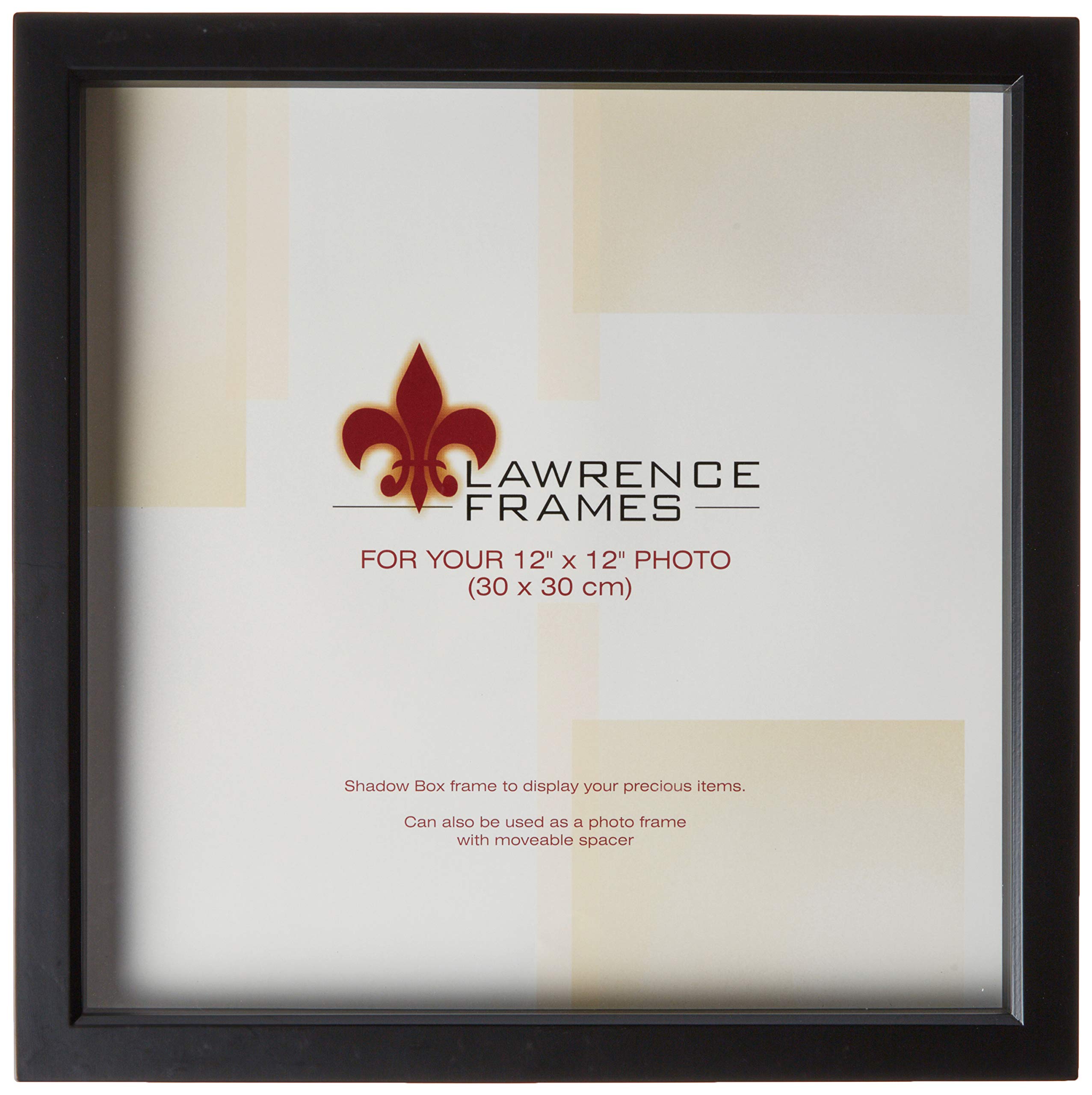 Lawrence Frames 795012 Black Wood Treasure Box Shadow Box Picture Frame - 12x12 Inch Display Case for Photos, Memorabilia & Keepsakes - Perfect for Home Decor, Gifts & Wall Display