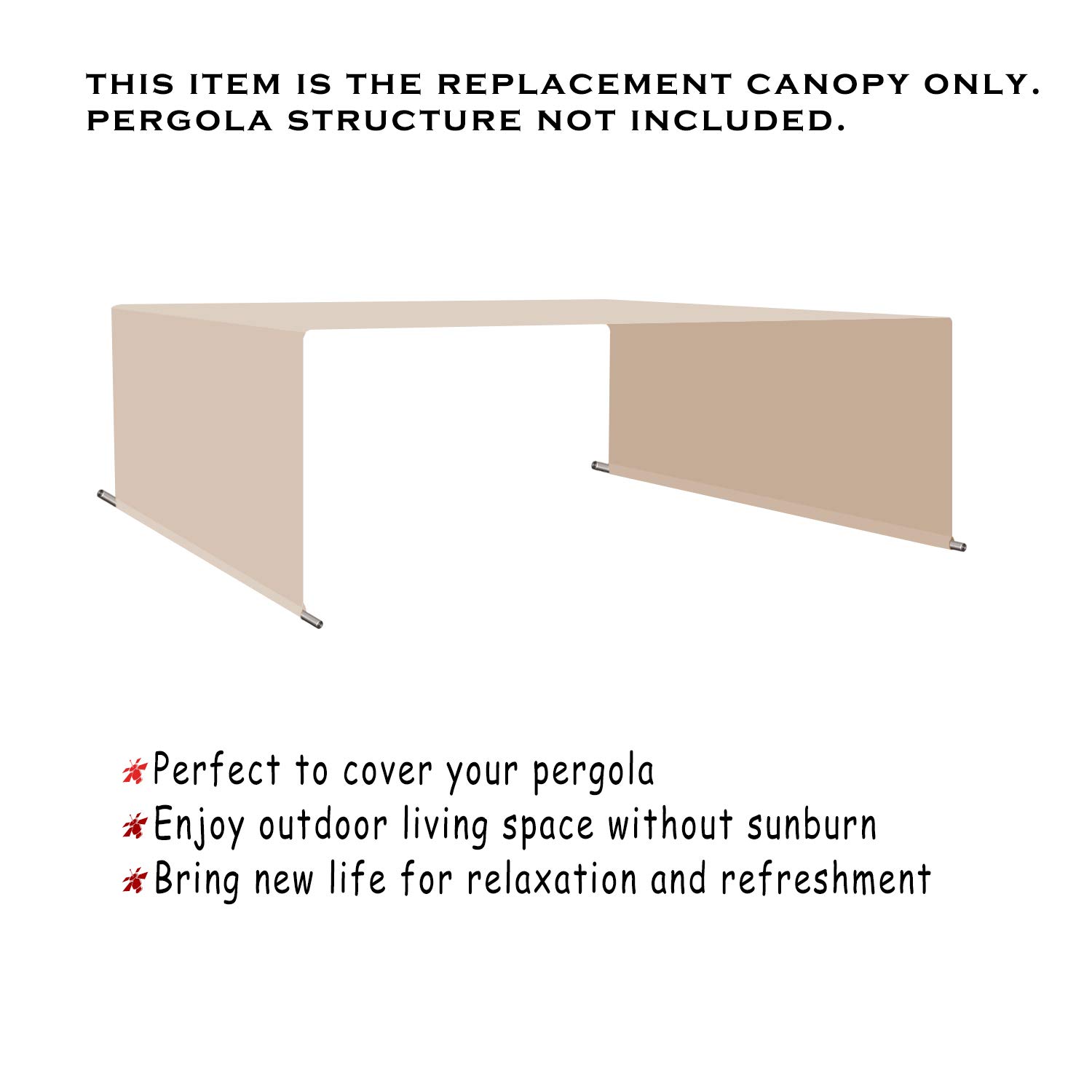 Alion Home 12' x 8' Beige Waterproof Pergola Cover - Universal Replacement Canopy for Outdoor Patio, Garden & Backyard (Weatherproof Sun Shade for Pergolas)