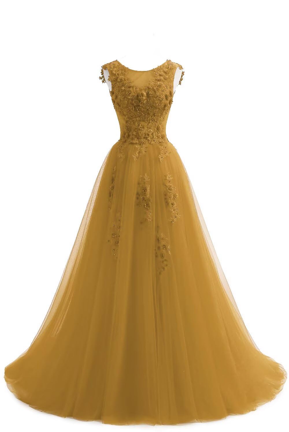 Beautyoung Women's Lace Applique Prom Gown A-Line Bridesmaid Dress Tulle Formal Evening Dress for Wedding Party, Homecoming Dance, Quinceañera & Special Occasions