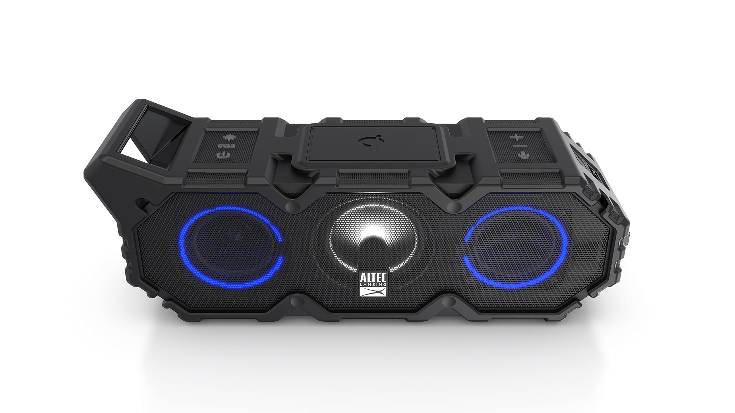 Altec Lansing LifeJacket XL Jolt Bluetooth Speaker with LED Lights - Qi Wireless Charging, IP67 Waterproof, Snowproof & Shockproof, Floats in Water, 20-Hour Battery Life (Black) - Perfect for Pool Parties, Beach Outings & Outdoor Adventures