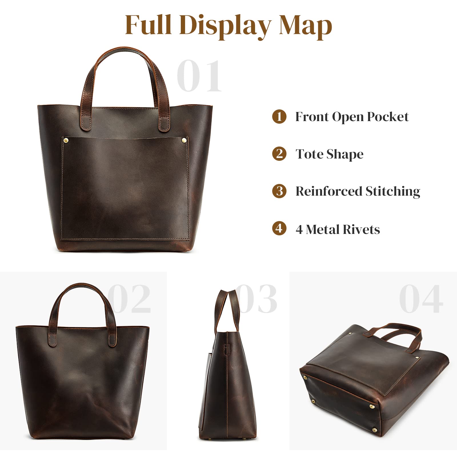 S-ZONE Genuine Leather Mini Crossbody Bag for Women - Stylish Tote Satchel with Top Handle, Shoulder Strap & Inner Pouch - Perfect for Work, Travel & Everyday Use