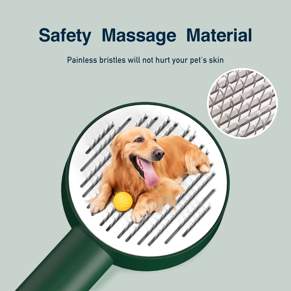 Self-Cleaning Deshedding Dog Brush with Release Button - Grooming Brush for Small Pets to Remove Loose Hair, Mats & Tangles - Perfect for Bath Time & Daily Brushing at Home