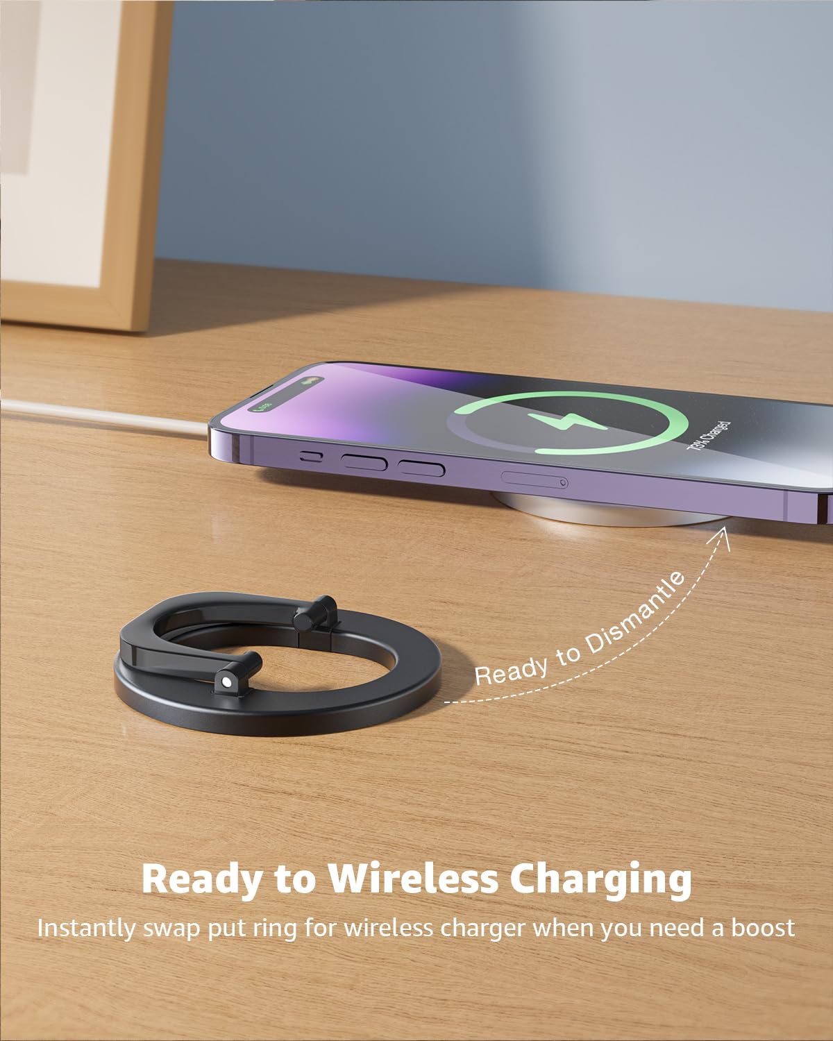 SUPERONE Adjustable Magnetic Phone Grip & Kickstand - Removable Finger Ring Holder for MagSafe Accessories | Compatible with iPhone 16/15/14/13/12 Series | Perfect for One-Hand Use, Video Watching & Secure Phone Handling