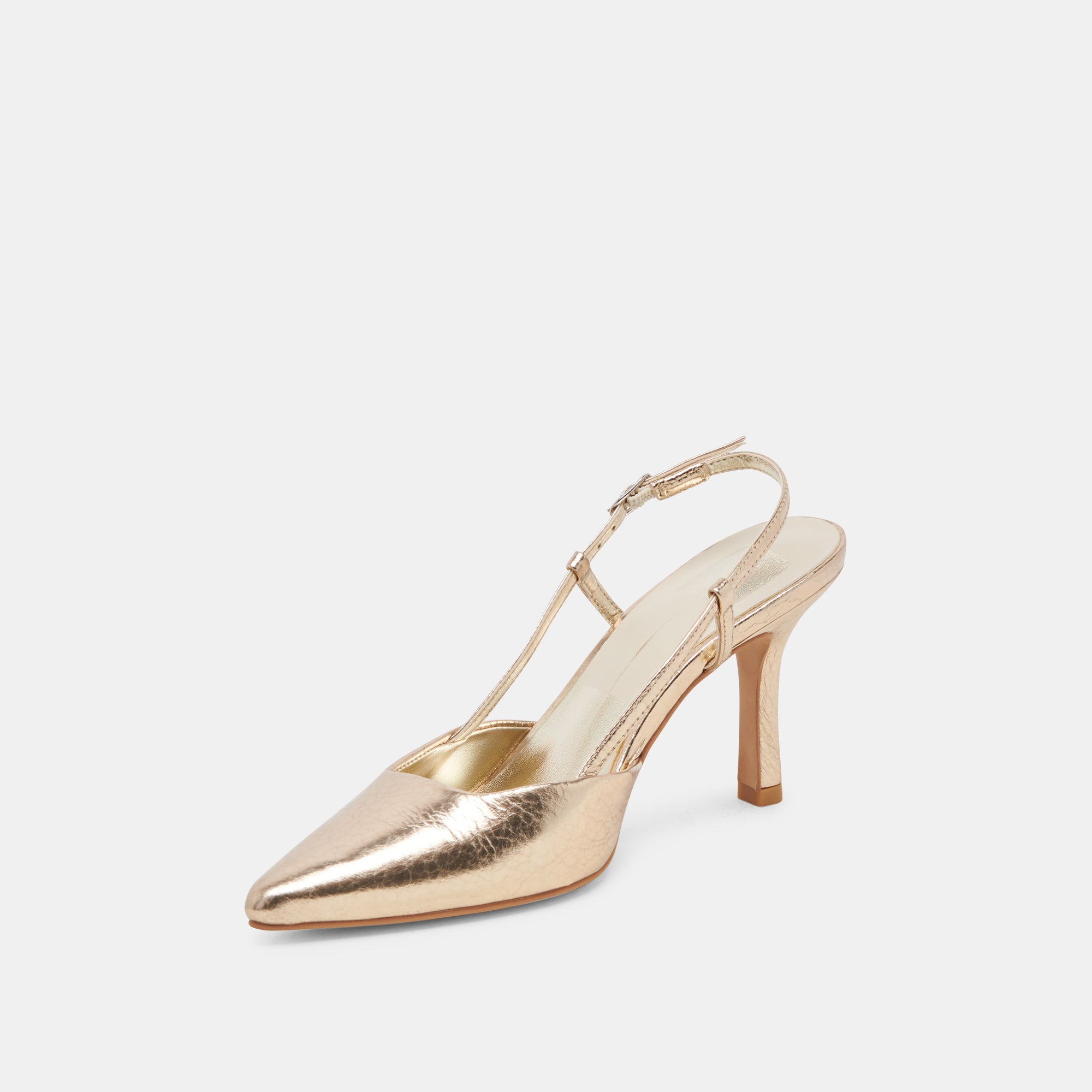 Distressed Leather Gold Heels for Women - Elegant High Heels for Parties, Weddings & Evening Events