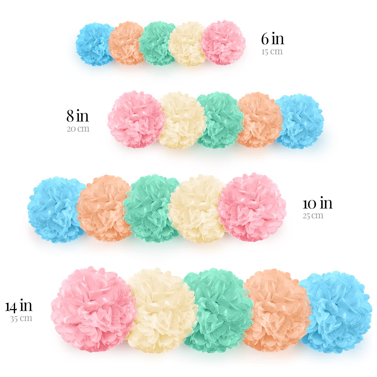 Pastel Tissue Paper Pom Poms - 20pc Rainbow Hanging Paper Flowers for Birthday Party Decorations, Baby Shower, Easter Celebration & Classroom Decor | Perfect for DIY Crafts, Wedding Backdrops and Nursery Room Decor by Avoseta