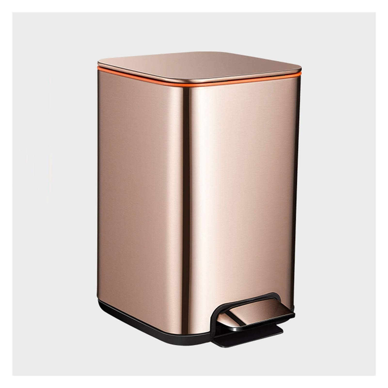 JKXWX 3.9 Gallon Stainless Steel Step Trash Can with Lid - Modern Kitchen Garbage Bin, Foot Pedal Design, Large Capacity Household Waste Basket (Champagne) - Perfect for Kitchen, Office, Bathroom & Home Use