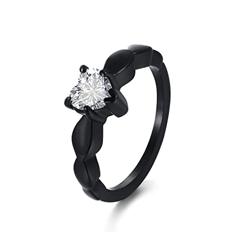 A04.1 Pcs Heart Ring for Women-Custom Black