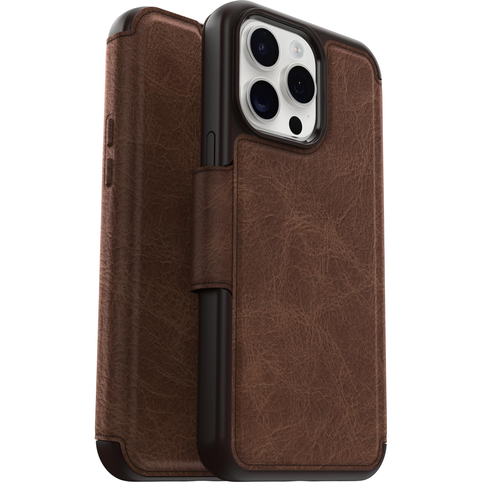 OtterBox Strada Premium Leather Folio Case for iPhone 15 Pro Max - MagSafe Compatible, Military-Grade Drop Protection (3x Tested), Shockproof Design with 2 Card Slots - Perfect for Work, Travel & Everyday Use (Brown)