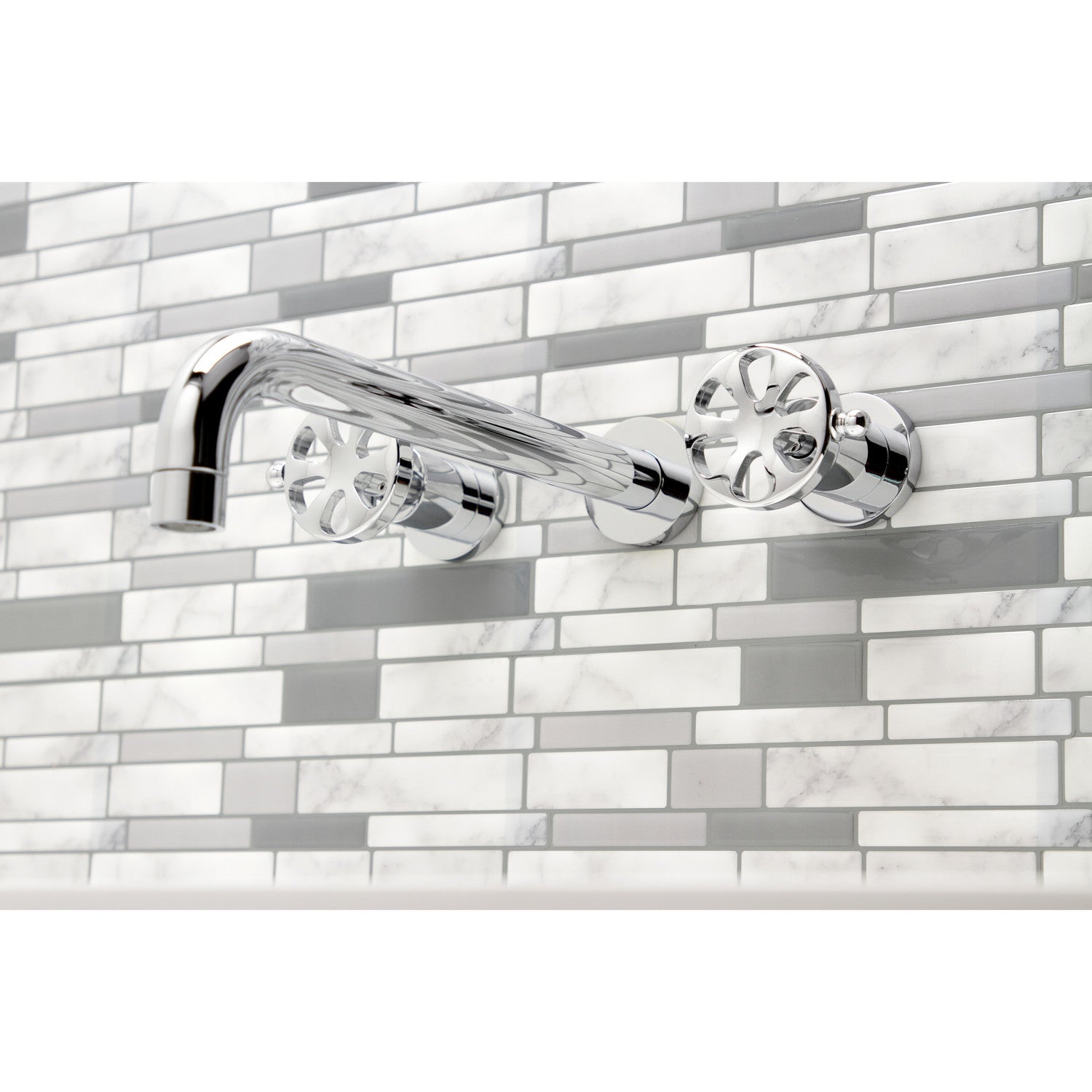 Belknap KS8051RX Polished Chrome Two-Handle 3-Hole Wall Mount Roman Tub Faucet - Perfect for Bathroom Renovation and Luxury Spa Experience