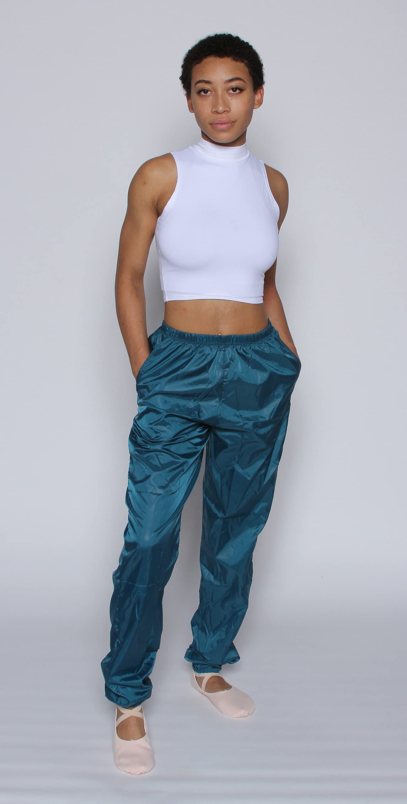 AdiraWear Women's Lightweight Ripstop Dance Pants with Pockets - Stretch Yoga Pants for Ballet, Jazz & Contemporary Dance (Style AW101A) - Perfect for Dance Classes, Rehearsals & Casual Wear