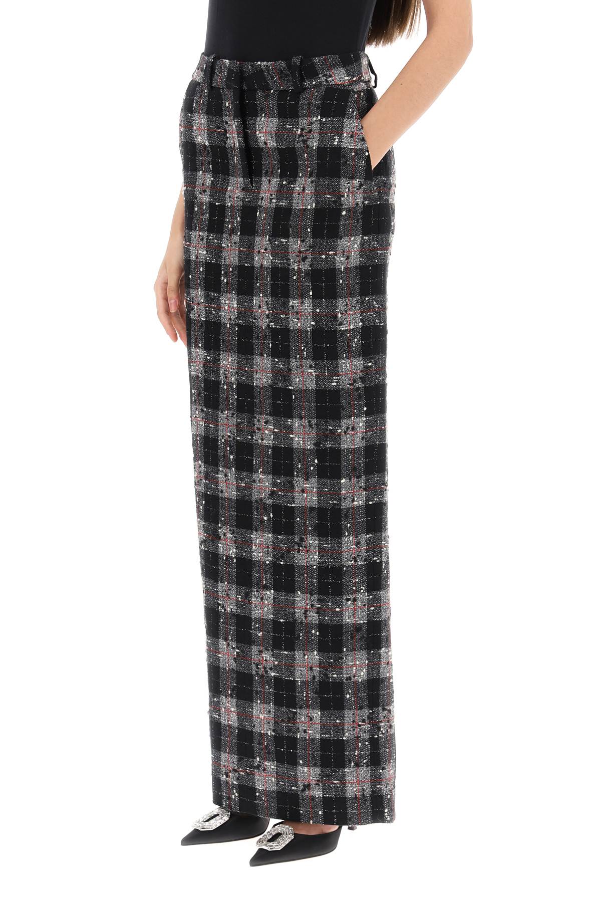 Alessandra Rich Boucle Check Maxi Skirt - Elegant Women's Midi Skirt for Office, Party & Special Occasions