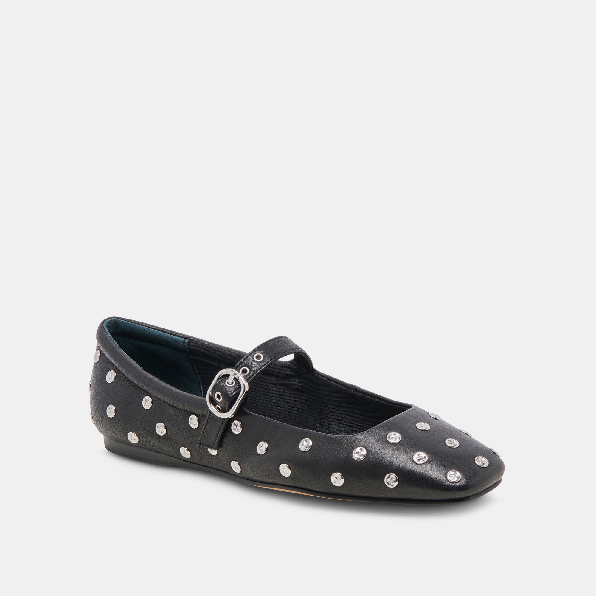 REYES STUD Black Leather Ballet Flats for Women - Comfortable & Stylish Shoes for Work, Office, and Casual Wear
