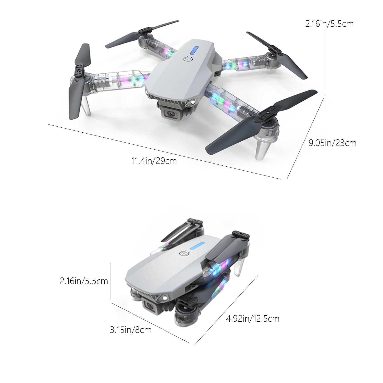 **Best Selling 1080P HD Camera Drone for Adults - WiFi FPV Quadcopter with Foldable Transparent LED Arms, 3 Flight Modes, Altitude Hold, Headless Mode & Trajectory Flight - Perfect for Aerial Photography, Travel & Outdoor Adventures**