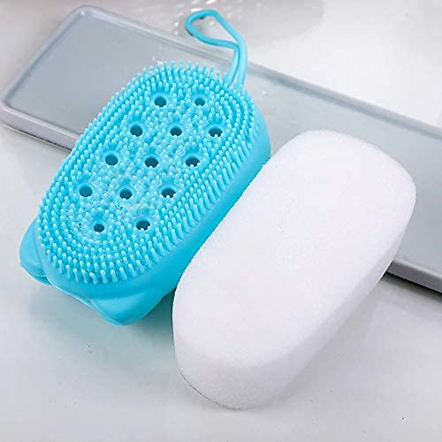 Premium Silicone Body Scrubber & Massage Brush with Built-in Shampoo Dispenser - Exfoliating Shower Brush for Men, Women & Kids - Soft Bath Accessories for Spa-like Skin Care at Home (Ideal for Sensitive Skin & Daily Exfoliation)