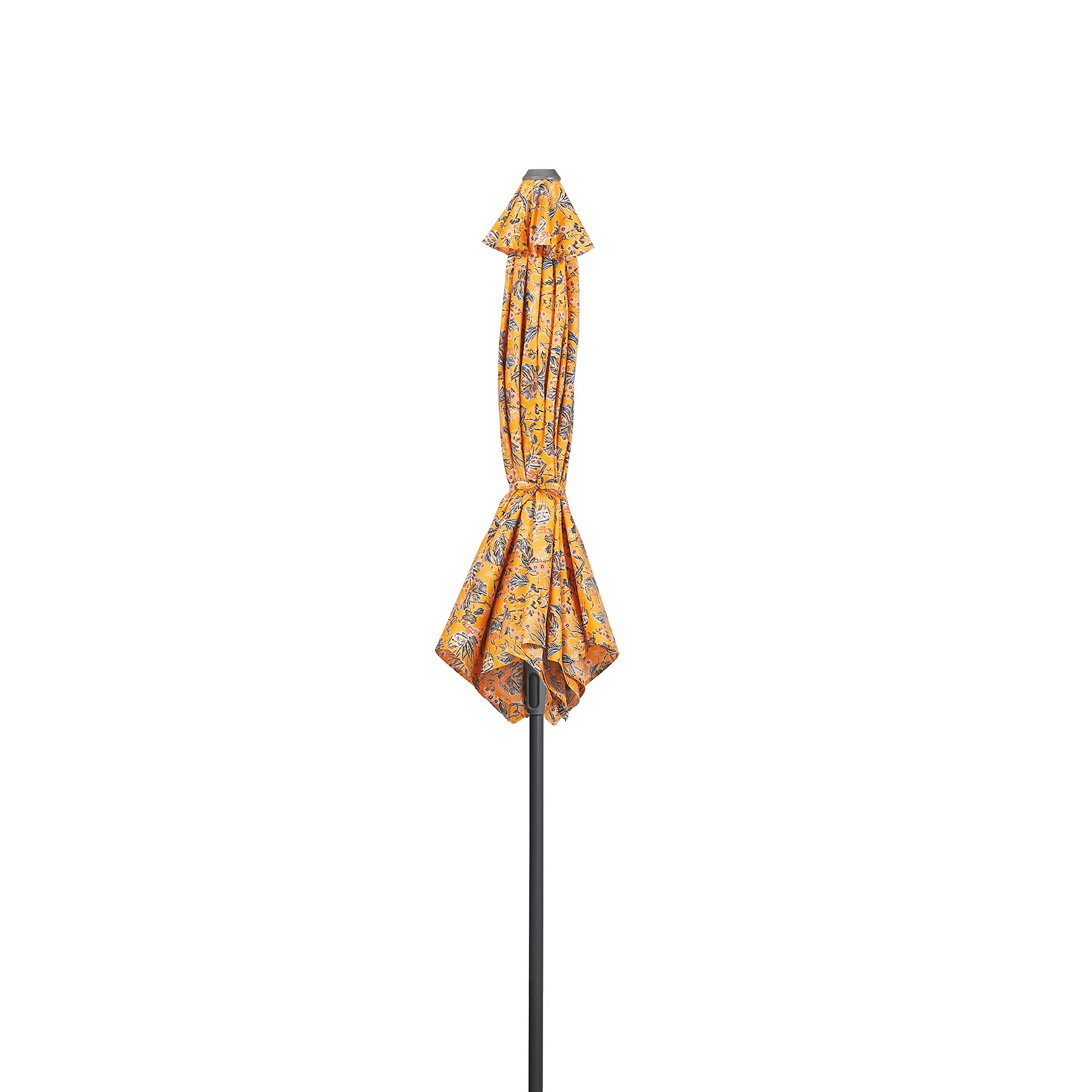Vera Bradley by Classic Accessories 9 Foot Water-Resistant Market Umbrella - Rainforest Toile Gold Pattern - Perfect for Outdoor Events, Beach Trips & Garden Parties