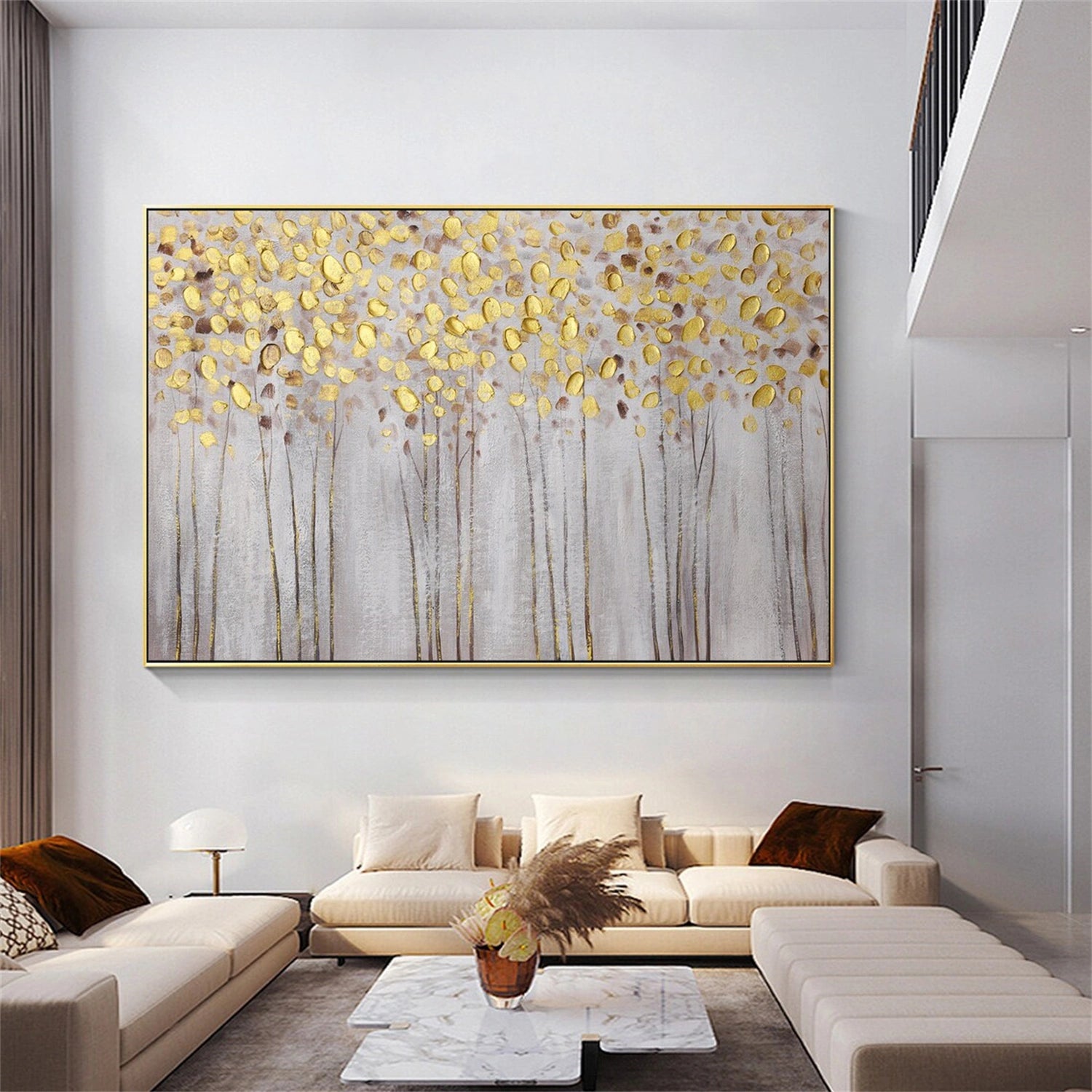Flower and Tree Painting #FT113 - Handmade Canvas Wall Art for Home & Office Decor - Perfect for Living Room, Bedroom, and Office Spaces