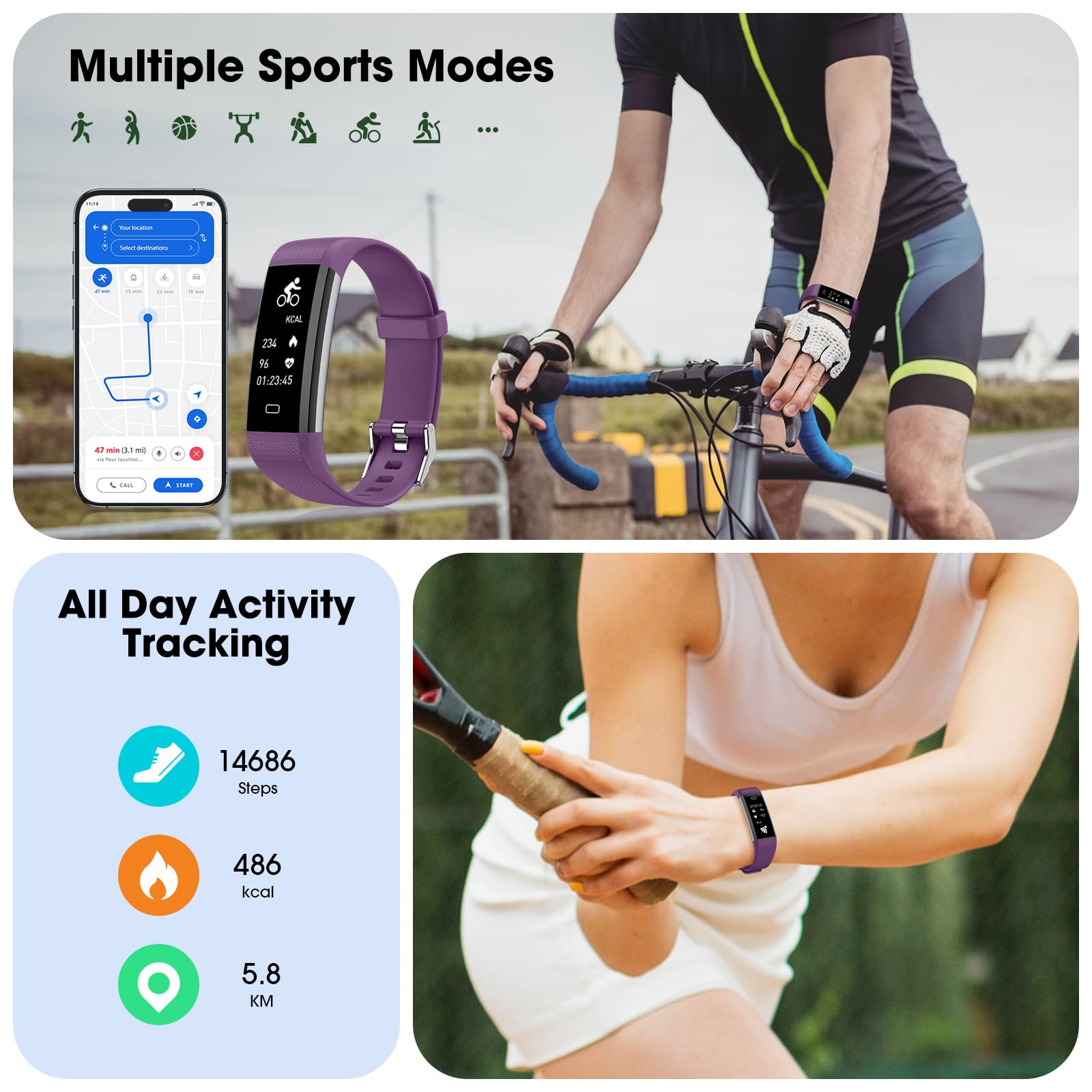 Stiive Fitness Tracker with Heart Rate Monitor & Sleep Tracking, IP68 Waterproof Activity Tracker Watch, Pedometer & Calorie Counter for Women & Men - Perfect for Running, Gym & Daily Health Monitoring
