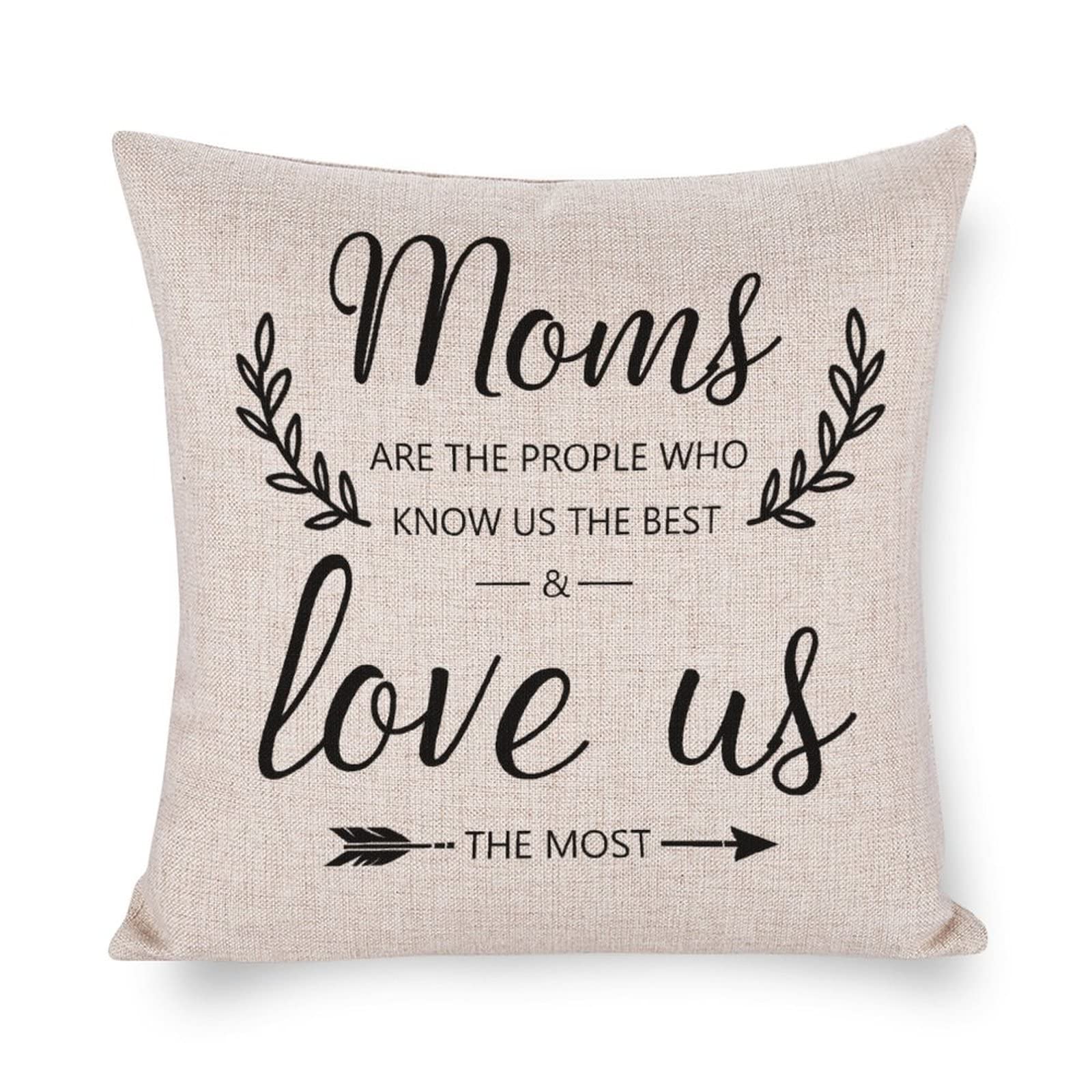 Soft Cotton Linen Decorative Throw Pillow Covers for Home Decor - Moms Are The People Pattern Pillow Shams with Hidden Zipper for Sofa, Couch, Chair & Bedroom - Perfect for Living Room Accents, Nursery Decor & Cozy Home Styling