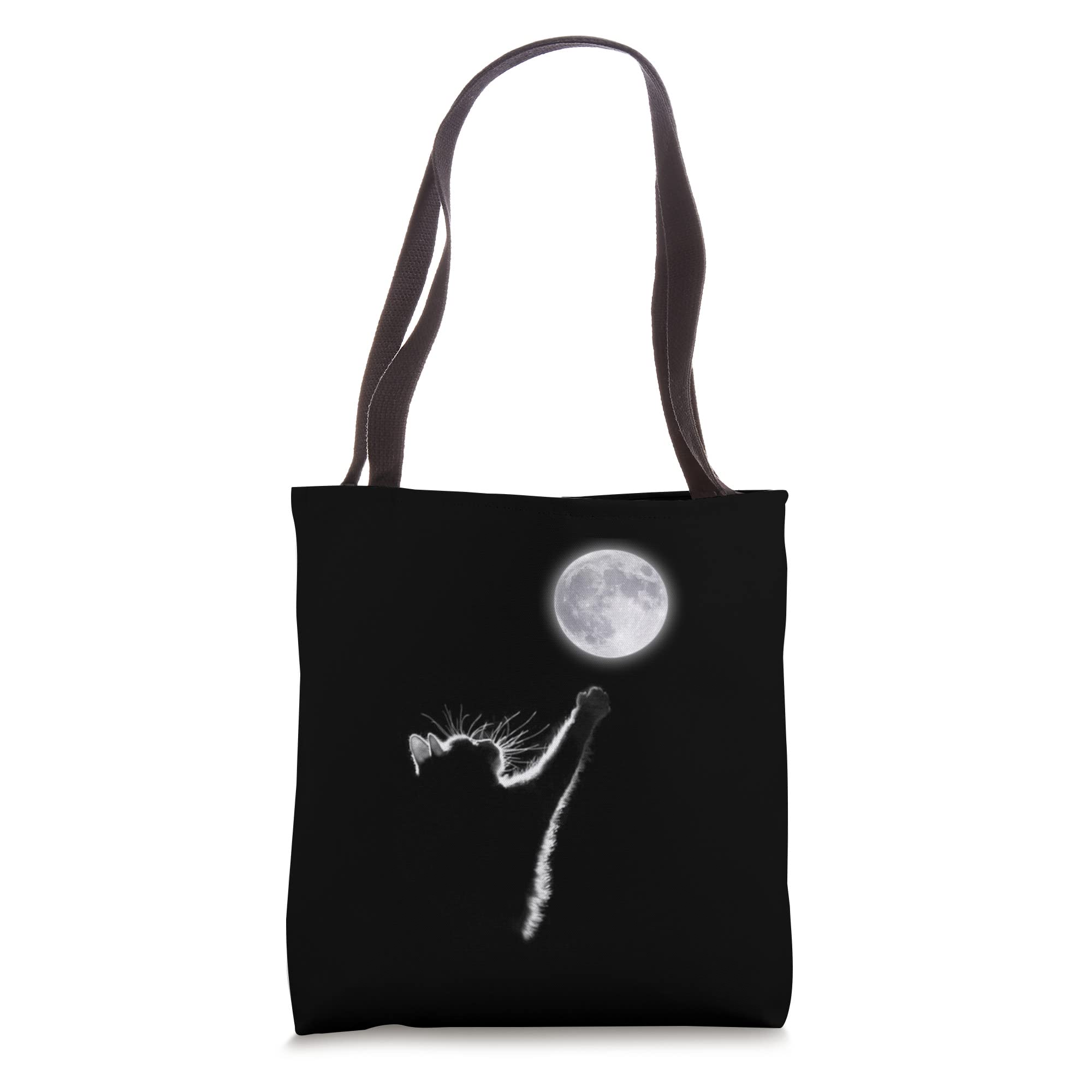 Stylish Cat and Moon Tote Bag for Women, Girls & Kids - Perfect Gift for Cat Lovers | Cute Kitty Mom Purse for Shopping, Beach & Daily Use