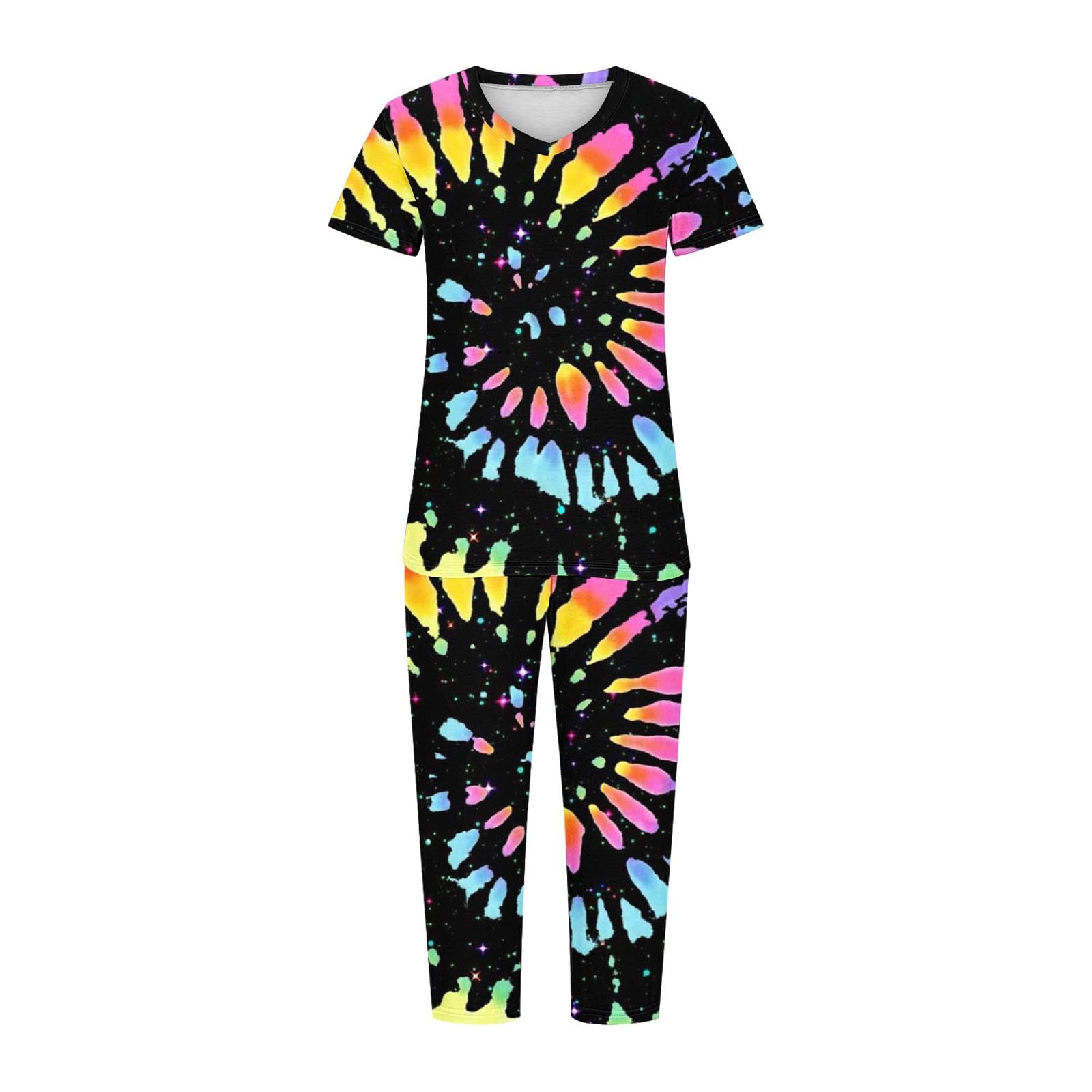 Retro Women's Capri Pajama Set with Pockets - Comfy Sleepwear & Lounge Outfit for Home Relaxation