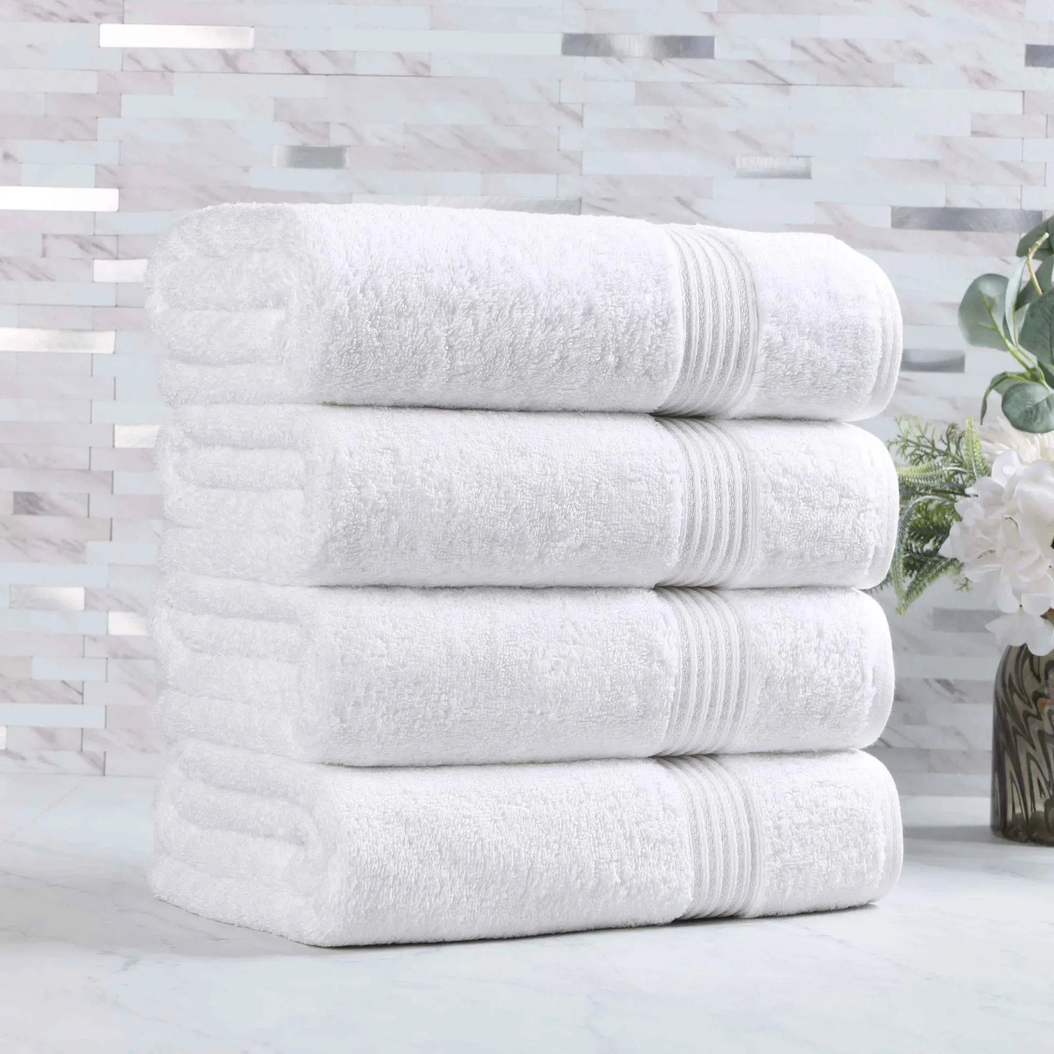 Premium Egyptian Cotton Bath Towels Set of 4 - Ultra Soft & Highly Absorbent Luxury Towels for Spa, Hotel & Home Use