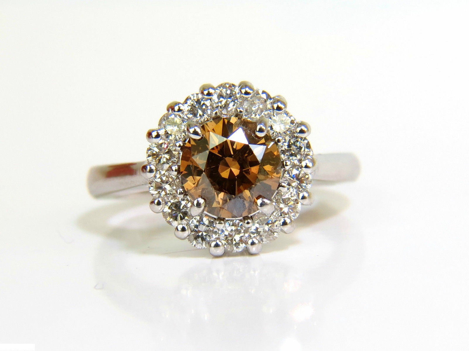 2.01CT Natural Fancy Orange Brown Diamond Cluster Halo Ring - G/VS Full Cuts - Elegant Engagement, Wedding & Anniversary Jewelry Gift