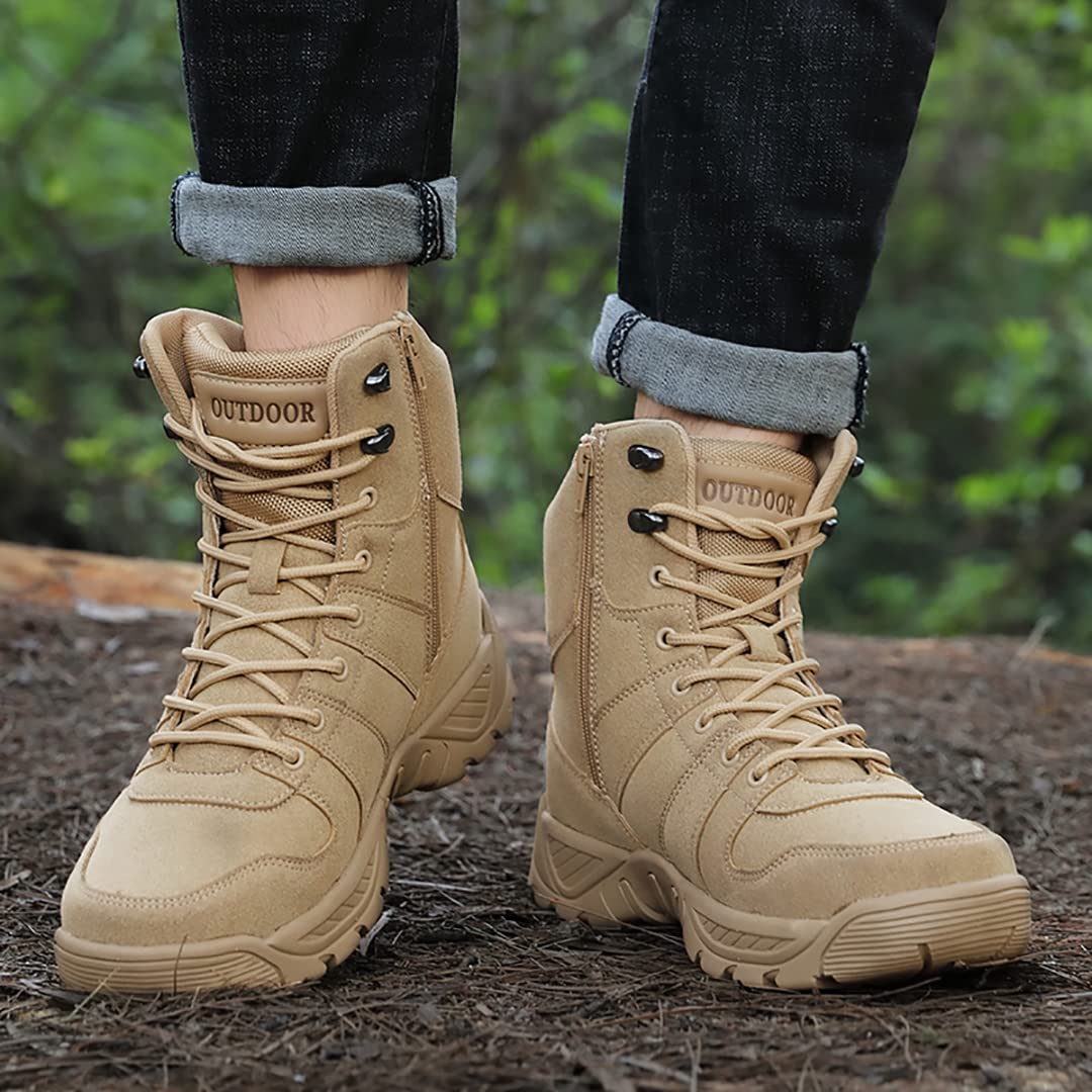 Men's Tactical Combat Boots - Lightweight Hiking Boots for Outdoor Sports, High-Top Breathable Military Boots - Perfect for Hiking, Camping & Outdoor Adventures