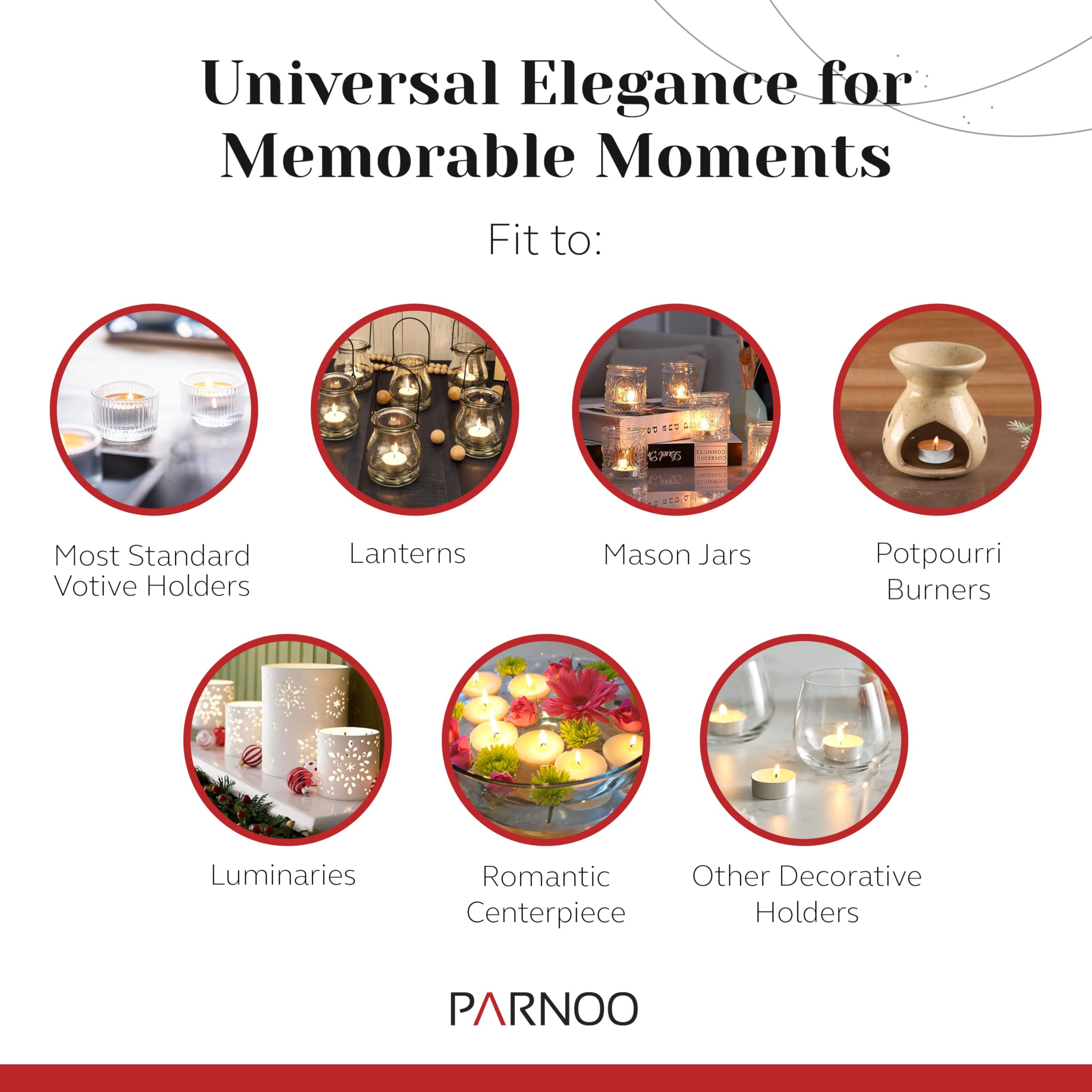 100 Pack Unscented Tealight Candles in Metal Cups - 4.5 Hour Burn Time, Clean White Votive Candles for Romantic Dinners, Weddings, Spa & Hotels - Perfect for Home Decor, Parties, Restaurants & Relaxation by PARNOO