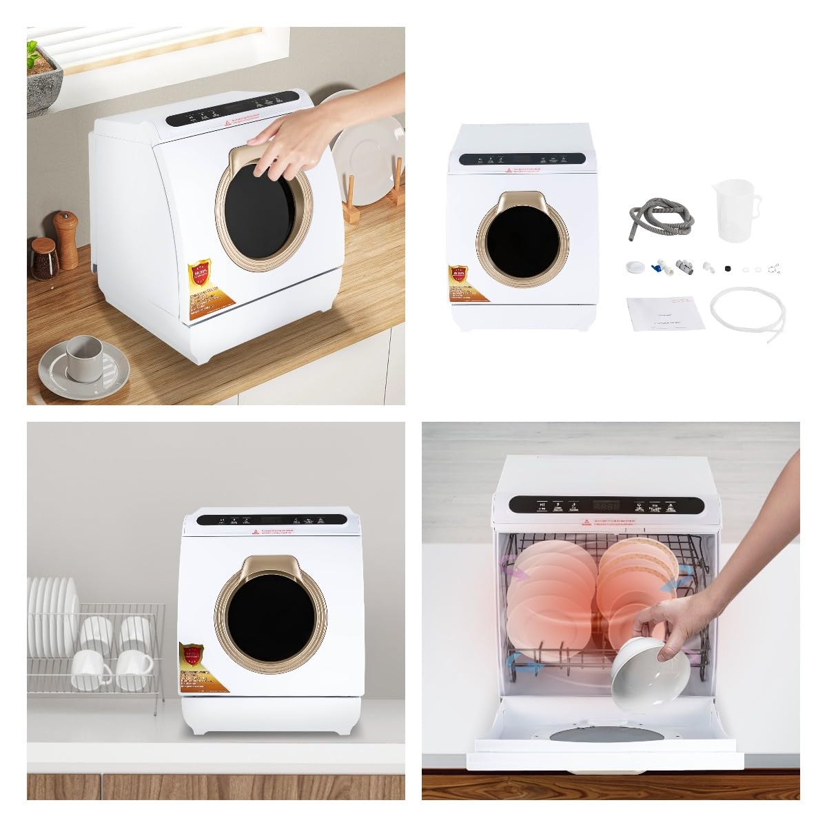 Portable Countertop Dishwasher with 7L Built-in Water Tank | 360° Dual Spray Deep Cleaning | Air-Dry Function | Compact Mini Dishwasher for Apartments, RVs & Small Kitchens | Perfect for Studio Living, Camping & Tiny Homes