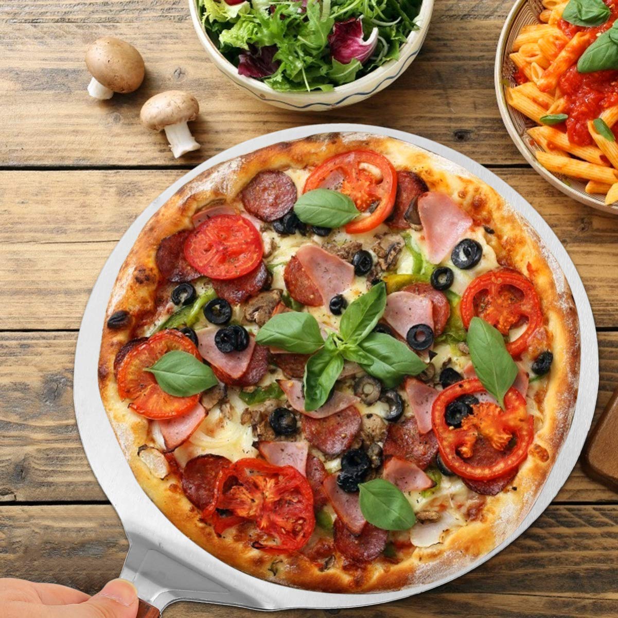 DOITOOL Stainless Steel Pizza Spatula - Professional Pizza Peel for Baking, Serving & Transferring - Perfect for Kitchen, Restaurants & Outdoor BBQ - Non-Stick Pizza Turner, Cake Lifter & Bread Server Tool