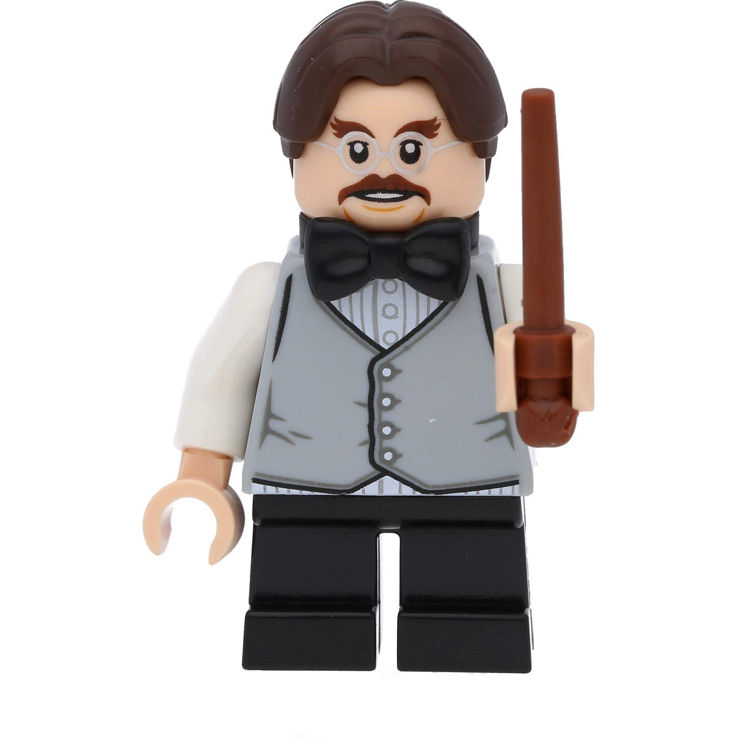 LEGO Harry Potter Professor Filius Flitwick Minifigure with Light Gray Vest & Magic Wands - Collectible Building Toy for Kids & Adults, Perfect for Harry Potter Themed Displays & LEGO Collections