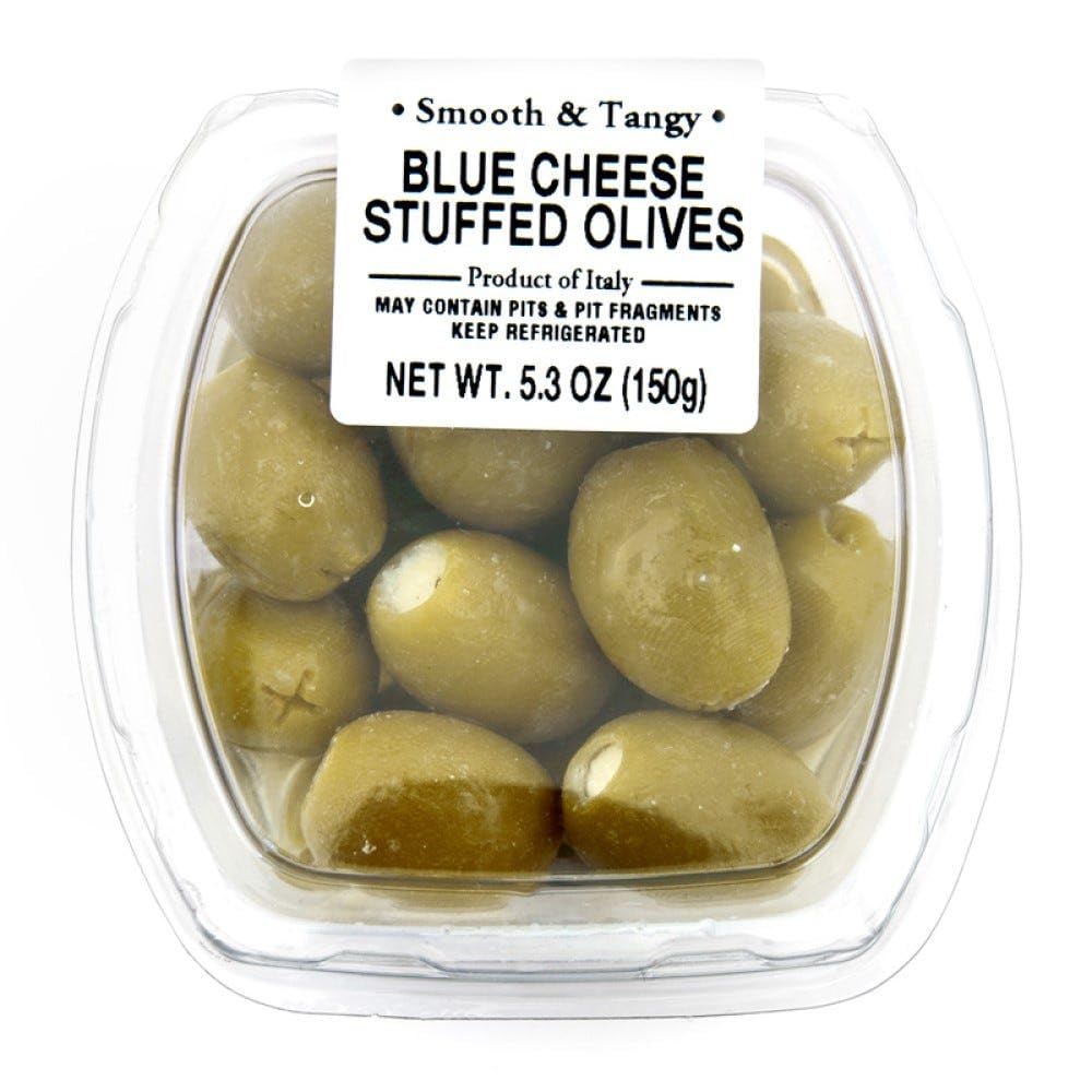 Premium Blue Cheese Stuffed Olives - Fresh Pack Gourmet Snack, 5.3 oz | Perfect for Charcuterie Boards, Cocktail Garnish & Mediterranean Appetizers