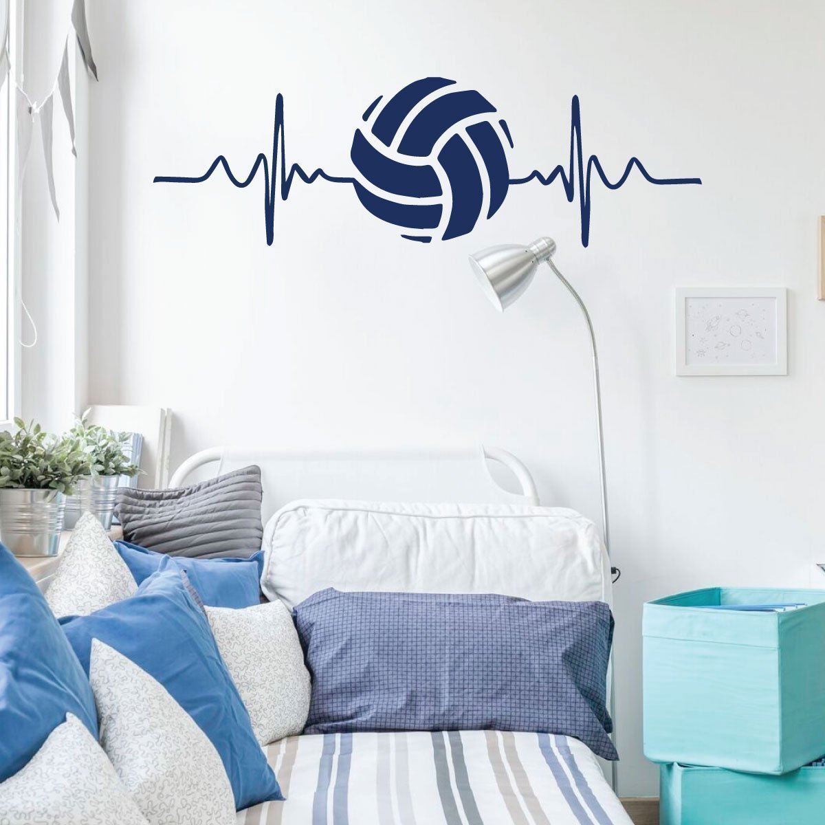 Heartbeat Volleyball Wall Decal - Premium Vinyl Sports Art Decor for Bedroom, Playroom & Gym - Easy to Apply & Remove - Perfect for Volleyball Lovers & Sports Themed Room Decor