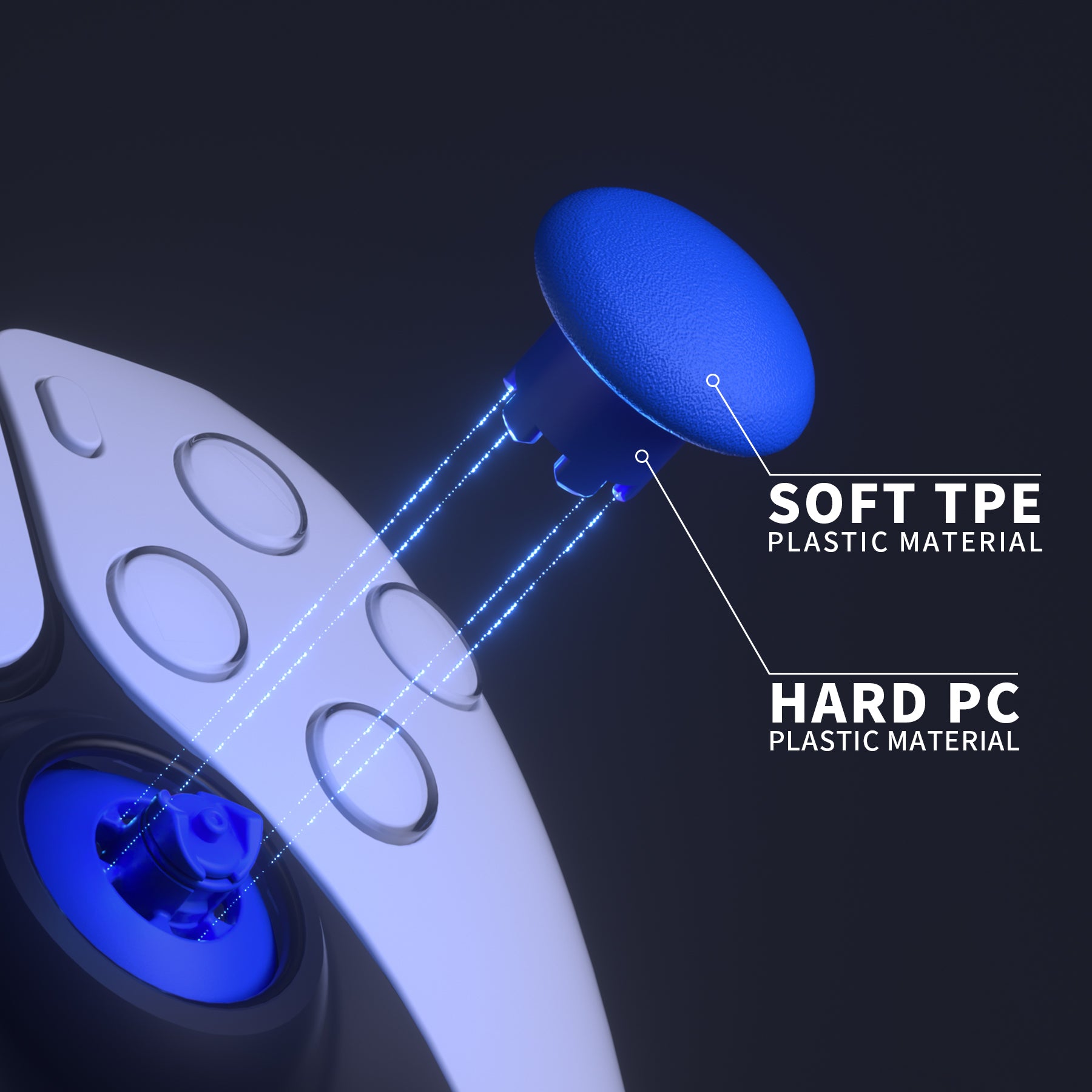 eXtremeRate EDGE Sticks Replacement Interchangeable Thumbsticks for PS5 & PS4 Controllers - Blue | Enhanced Grip & Precision for Gaming | Perfect for FPS, Racing & Action Games