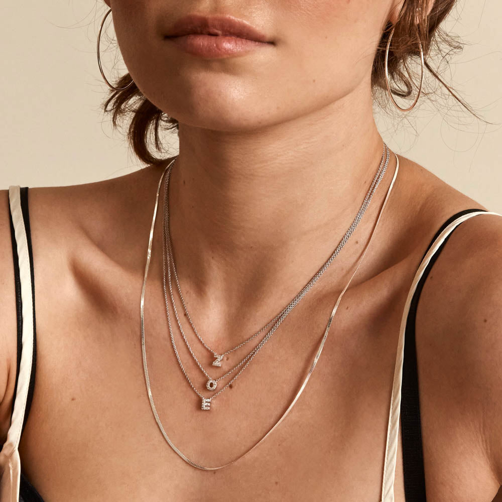 Elegant Silver Diamond Letter O Necklace for Women - Perfect Gift for Birthday, Anniversary & Valentine's Day