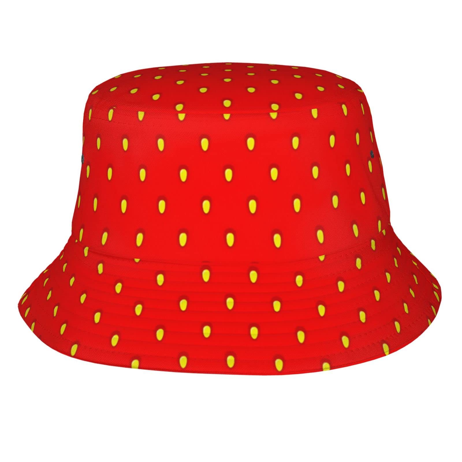 Unisex Doodle Strawberry Print Bucket Hat - Sun Protection Travel & Beach Hat for Men & Women - Perfect for Outdoor Activities, Summer Vacations, and Casual Wear
