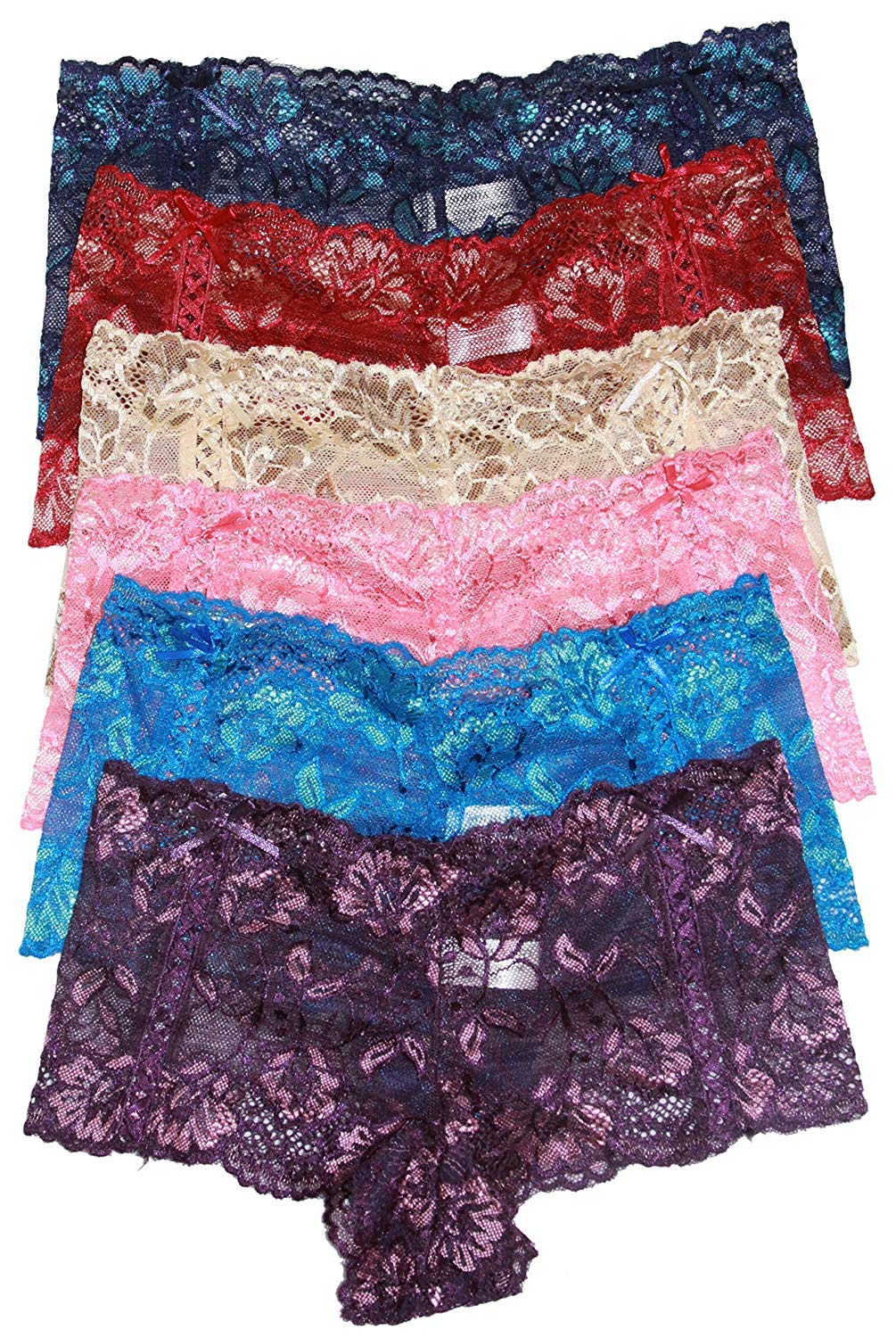ToBeInStyle Women's 6-Pack Cotton Boyshorts & Panties - Soft Comfort Underwear for Everyday Wear, Workout & Lounge