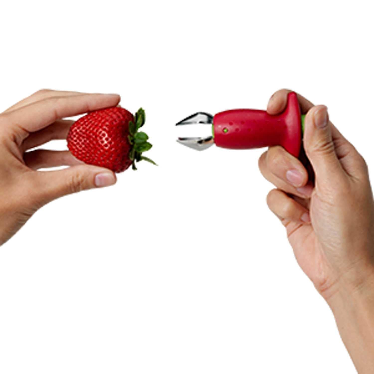 Chef'n Strawberry Huller - Stainless Steel Strawberry Stem Remover Tool for Fresh Berries - Perfect for Smoothies, Desserts, and Fruit Salads