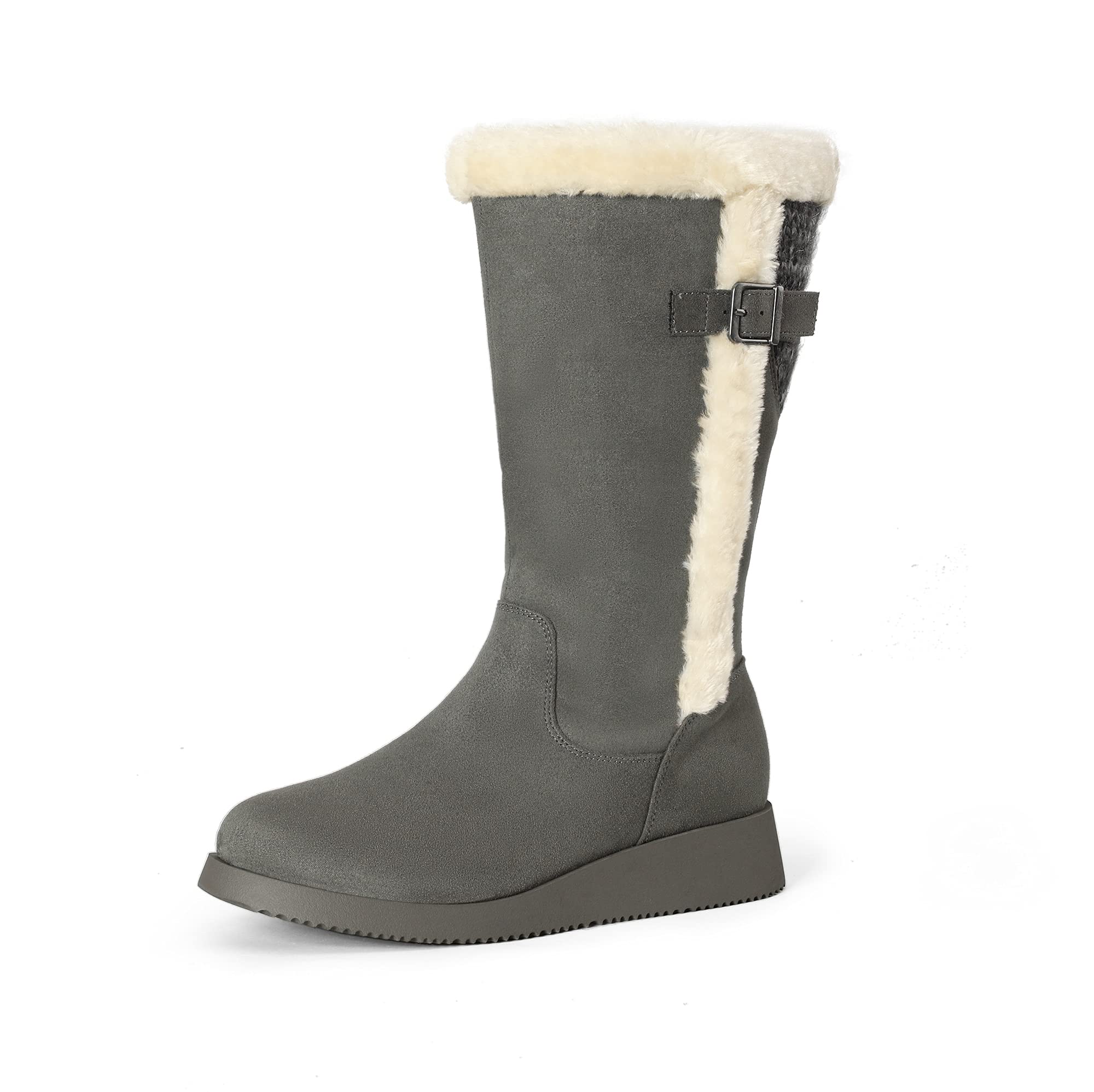 DREAM PAIRS Women's Winter Snow Boots - Mid-Calf Waterproof Furry Warm Tall Boots for Cold Weather, Hiking & Outdoor Activities