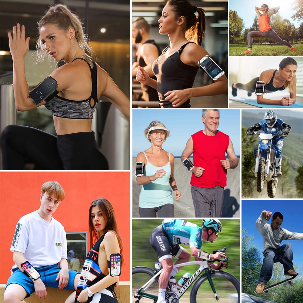 **Adjustable Sports Armband for Smartphone - 360° Rotatable Forearm & Wrist Phone Holder for 4-6.5 Inch Devices - Perfect for Running, Cycling, Gym Workouts & Outdoor Activities (Black)**