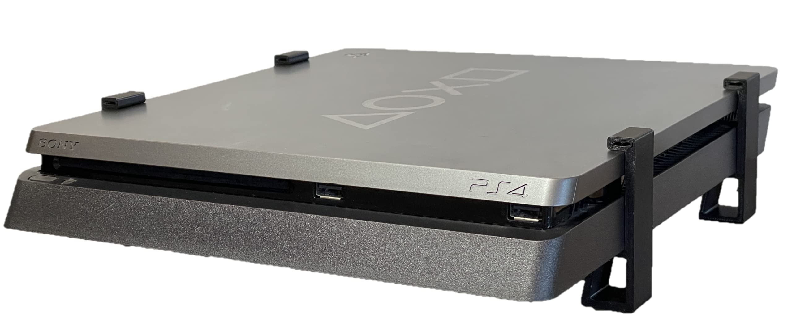 PS4 Slim Vertical & Horizontal Stand with Cooling Station - Secure Fit & Updated Design for PlayStation 4 Console (Black) - Perfect for Gaming Setups & Entertainment Centers