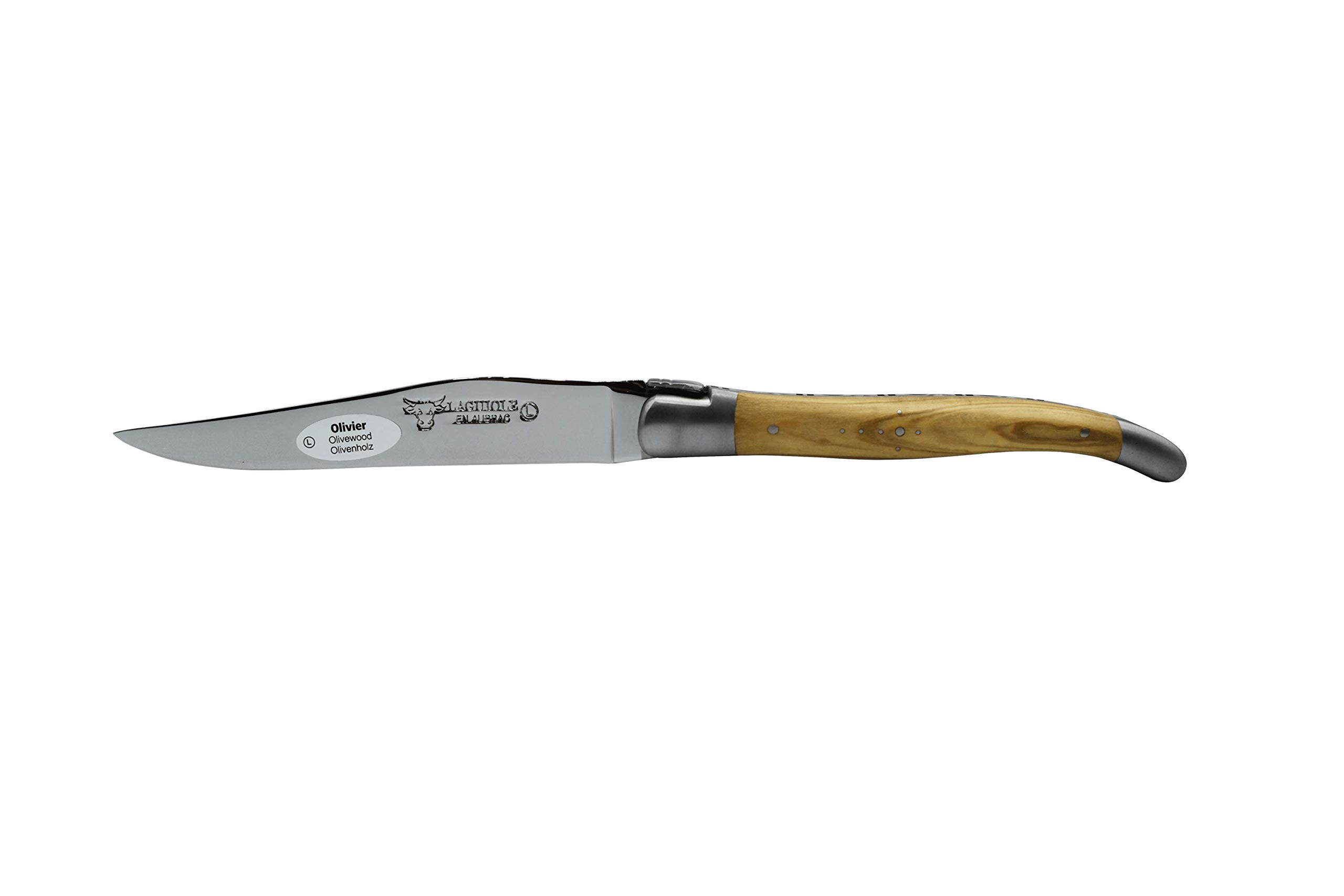 Premium Laguiole en Aubrac Forged Full Tang Steak Knives Set - 2-Piece Stainless Steel Blades with Olivewood Handle & Matte Bolsters - Perfect for Fine Dining, Steakhouse Experience & Gourmet Gifts