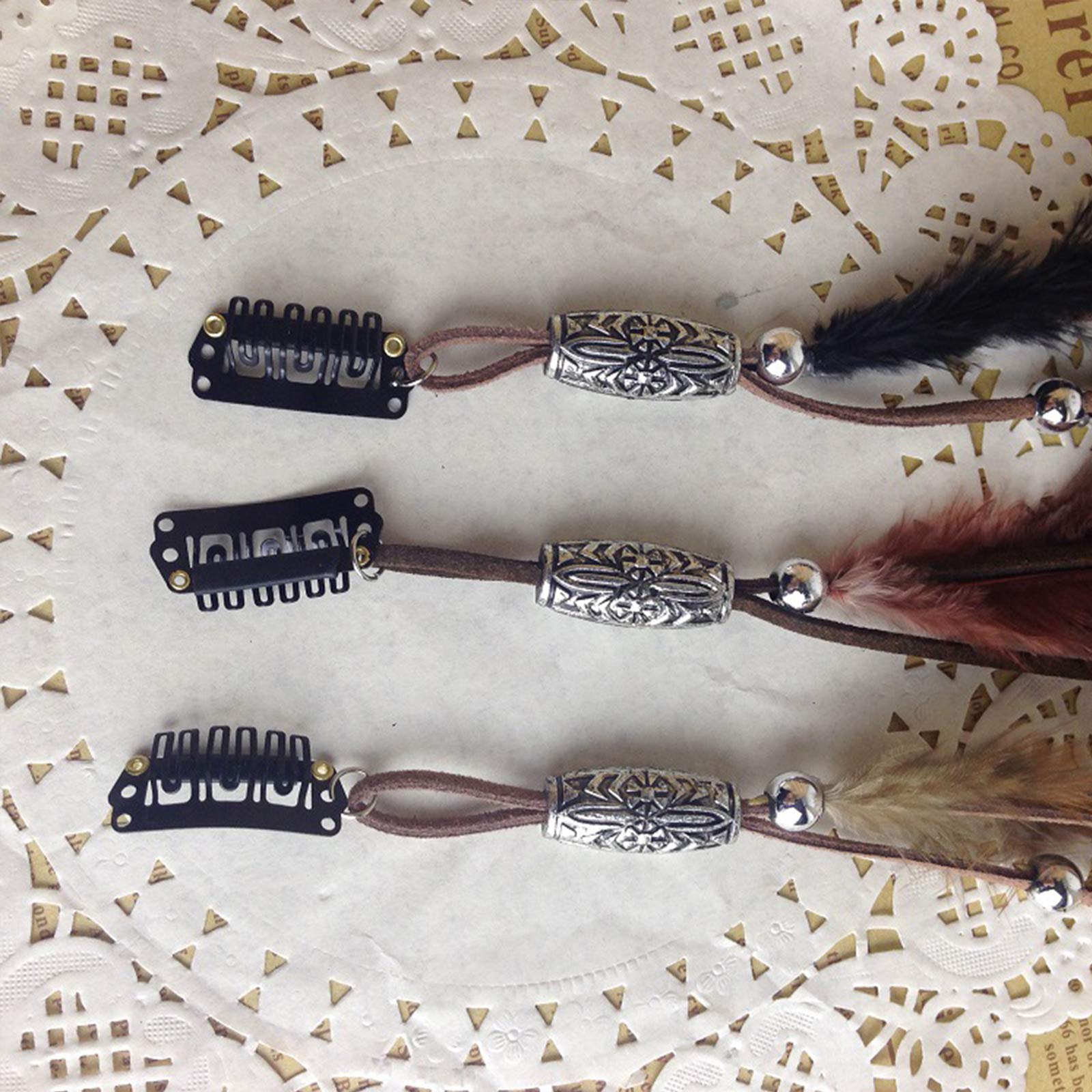 Bohemian Feather Hair Clips Set - 3 Pcs Handmade Boho Hair Accessories with Tassels for Women | Hippie Headbands for Halloween, Cosplay, Parties & Festival Outfits | Perfect for Music Festivals, Beach Weddings & Boho Chic Styling
