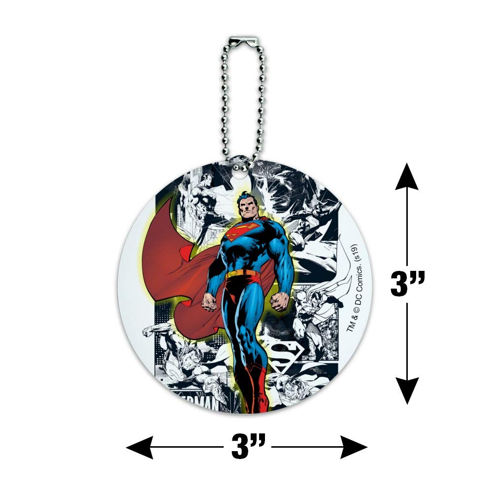 Superman Glowing Aura Round Luggage ID Tag Card - Durable Suitcase & Carry-On Baggage Identifier - Perfect for Travel, Business Trips & Airport Security Identification